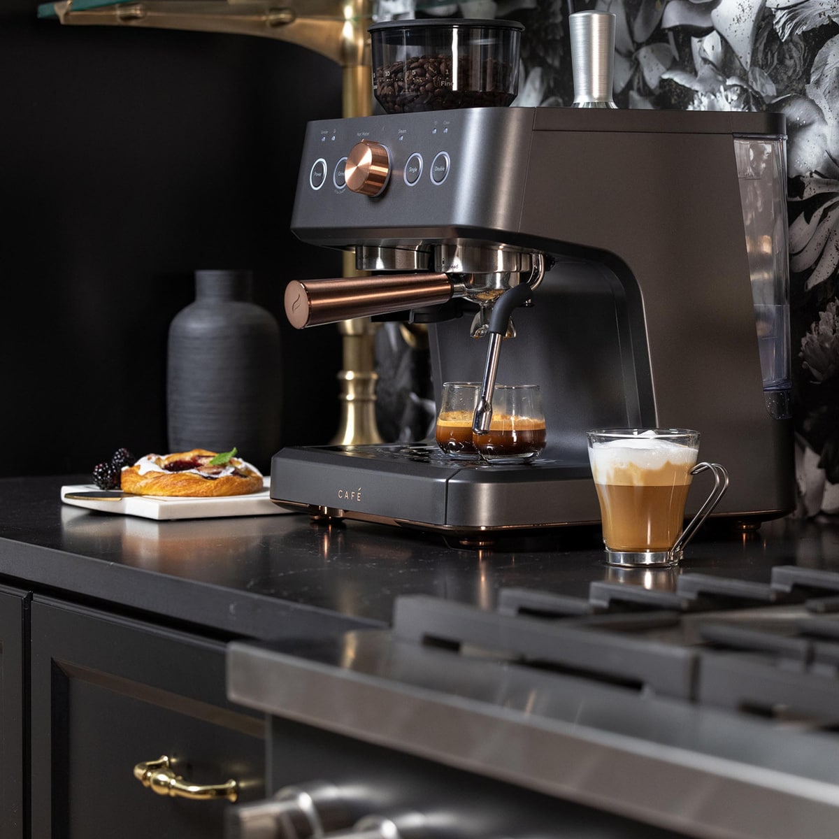 Cafe Bellissimo SemiAutomatic Espresso Machine + Frother Matte Black