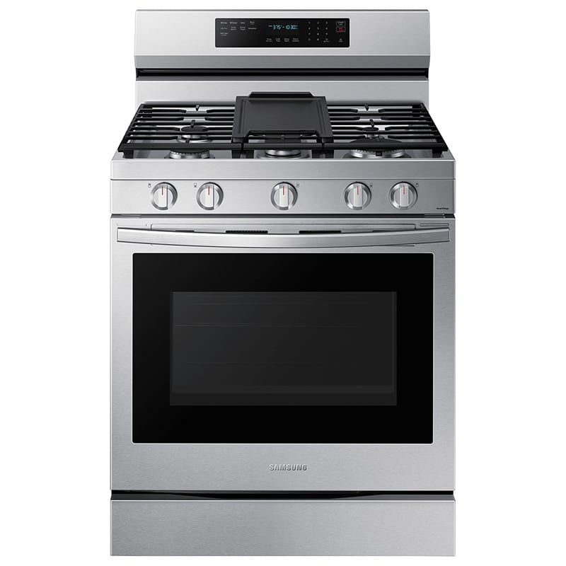 Samsung 30 in. 6 cu. ft. Smart Air Fry True European Convection Gas Range with 5 Sealed Burners & Griddle - Stainless Steel, Stainless Steel, hires
