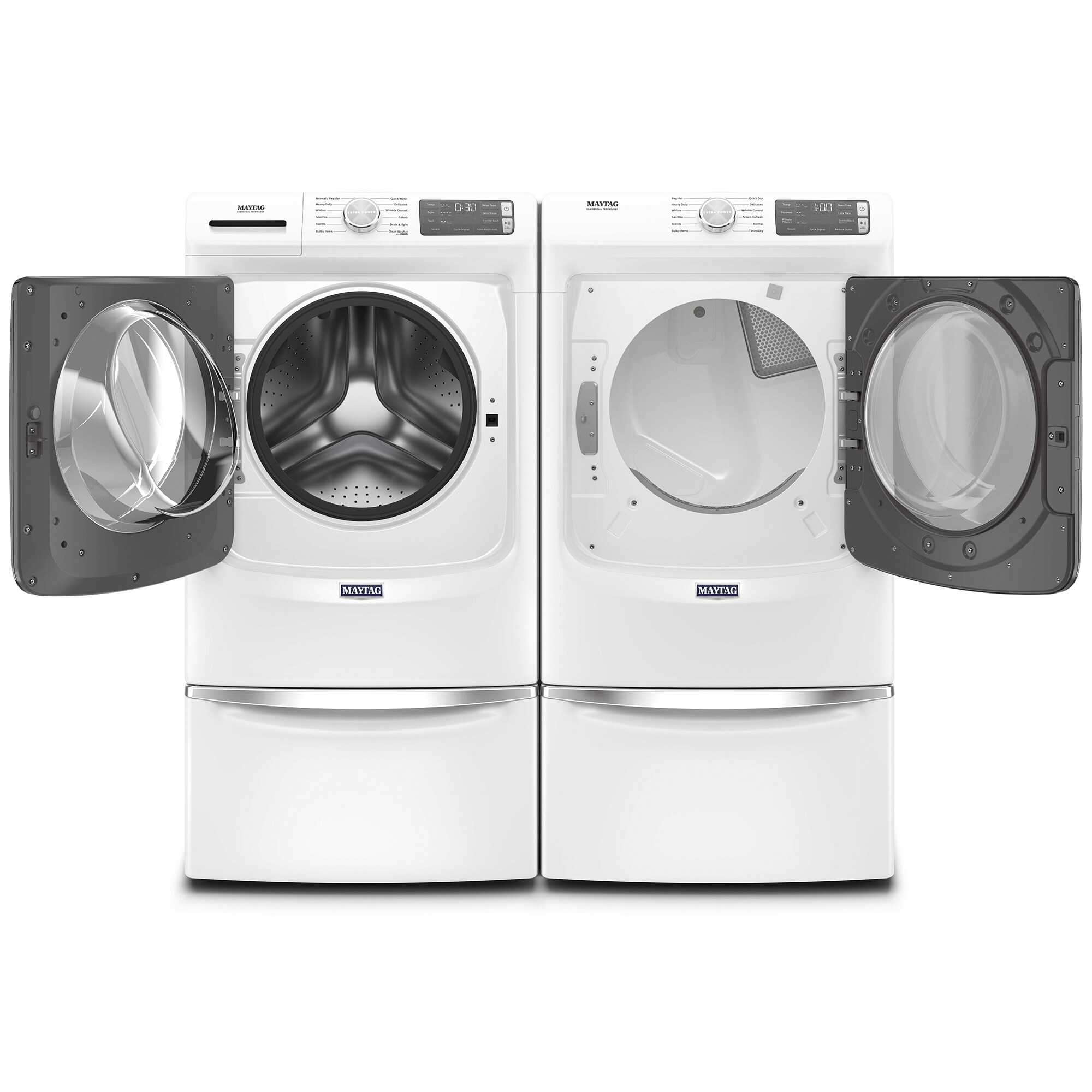 Maytag 27 in. 4.8. cu. ft. Stackable Front Load Washer with Extra Power, 16-Hr Fresh Hold Option, Sanitize & Steam Wash Cycle - White, White, hires