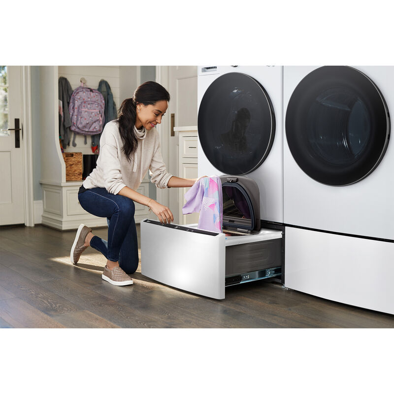 LG 27 in. 7.4 cu. ft. Smart Stackable Electric Dryer with AI Sensor Dry, Turbo Steam, Sanitize & Steam Cycle - White, White, hires