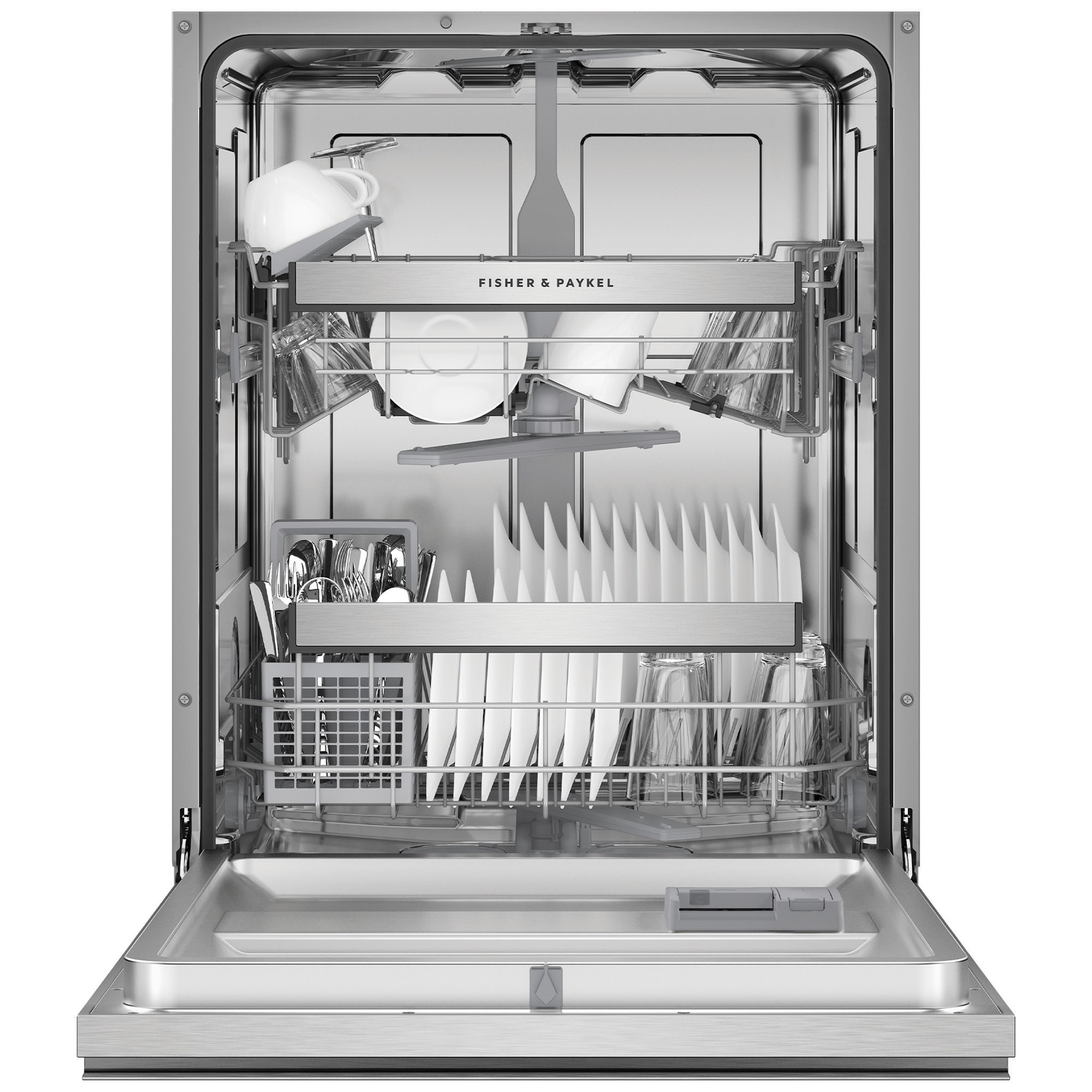 Fisher & Paykel Series 7 24 in. Front Control Flush-Mount Smart Dishwasher with 46 dBa Sound Level & Pocket Handle - Stainless Steel, , hires