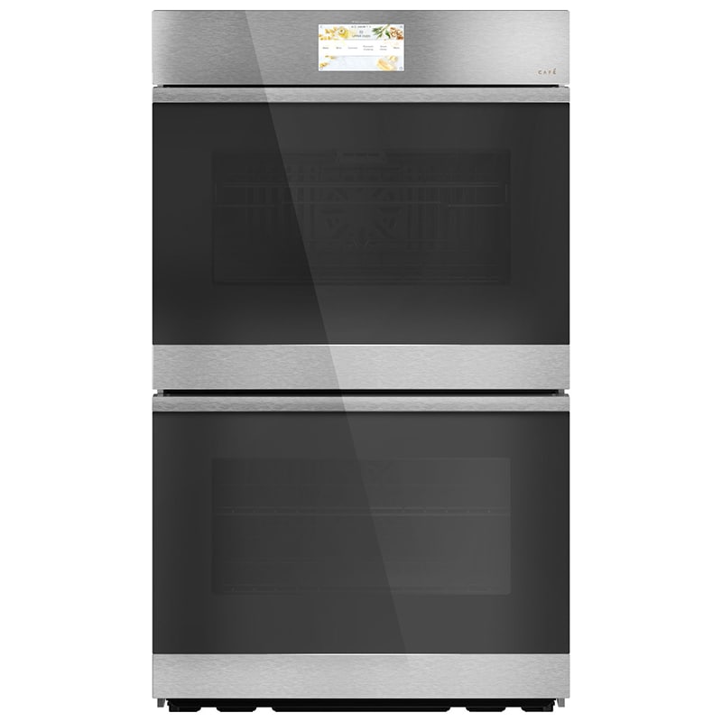 Cafe Minimal Series 30 in. 10 cu. ft. Smart Top Control Electric Double Wall Oven with True European Convection - Platinum Glass, Platinum Glass, hires