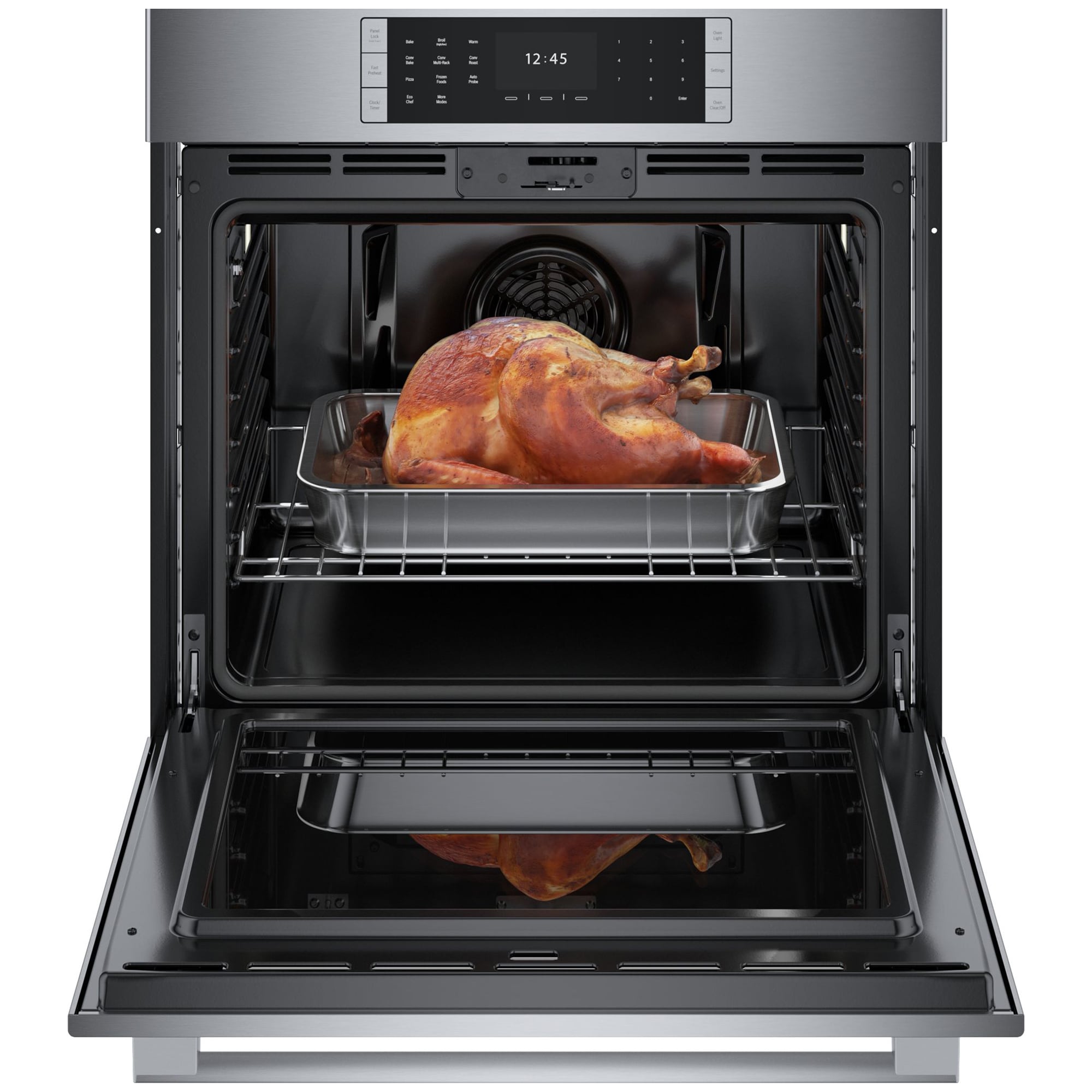 Bosch Benchmark Series 30 in. 4.6 cu. ft. Electric Single Wall Oven with True European Convection - Stainless Steel, , hires