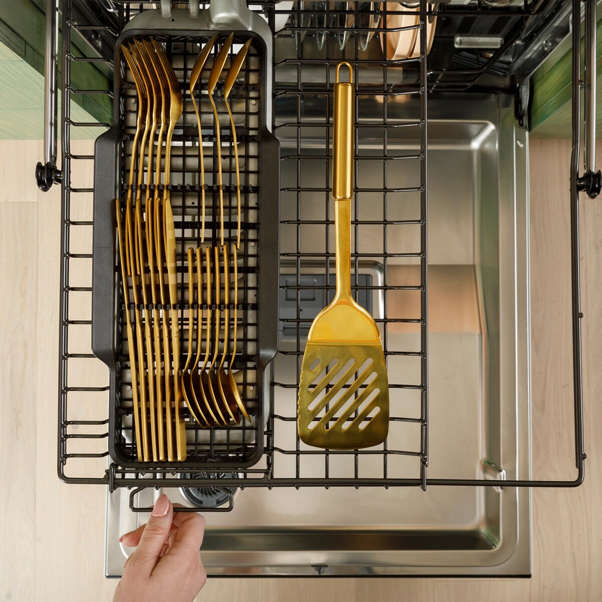 Cafe 24 in. Top Control Flush-Mount Smart Dishwasher with 39 dBa Sound Level, 3rd-Rack & Dual Convection Ultra Dry - Stainless Steel, , hires