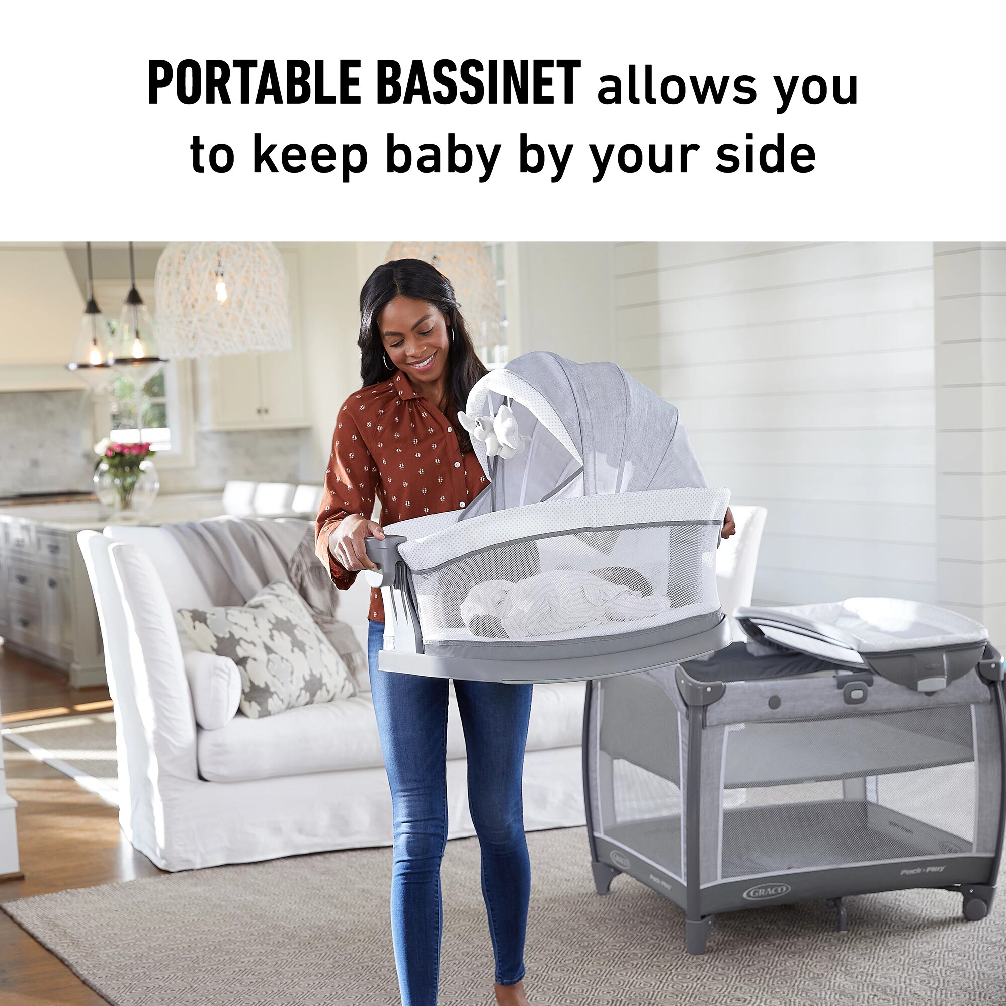 Graco Pack 'n Play Day2Dream Bassinet Deluxe Playard - Beau, , hires