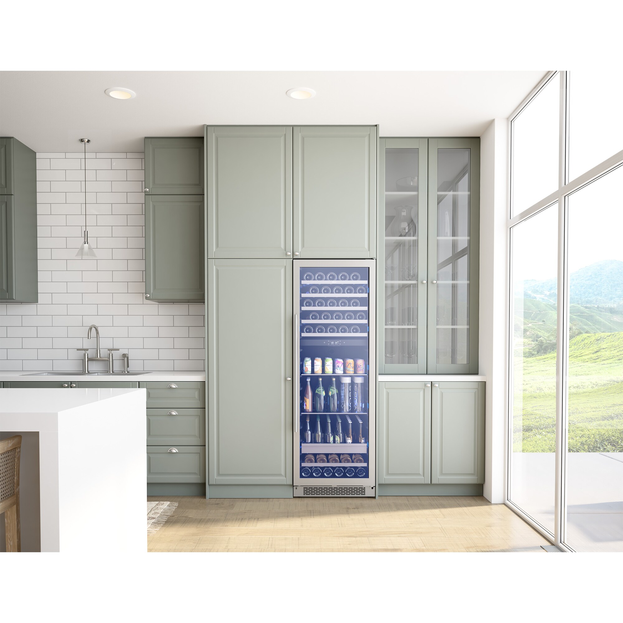 Zephyr Presrv Series 24 in. Wine Cooler with Wood Racks, Dual Temperature Zones & 59 Bottle Capacity - Stainless Steel, , hires