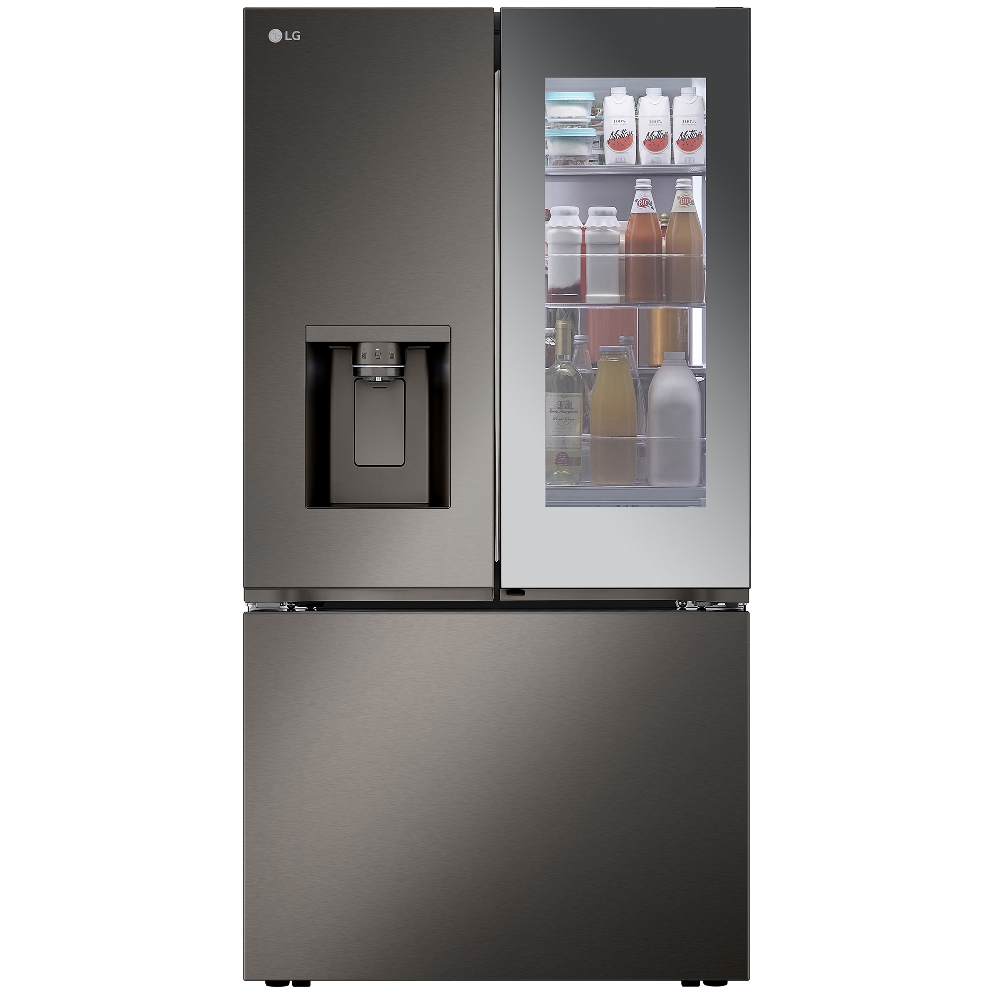 LG InstaView 36 in. 25.5 cu. ft. Smart Counter Depth French Door Refrigerator with Ice & Water Dispenser - PrintProof Black Stainless Steel, PrintProof Black Stainless Steel, hires