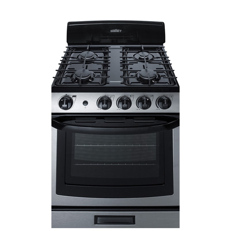 Summit 24 in. 2.9 cu. ft. Gas Range with 4 Sealed Burners - Stainless Steel, , hires