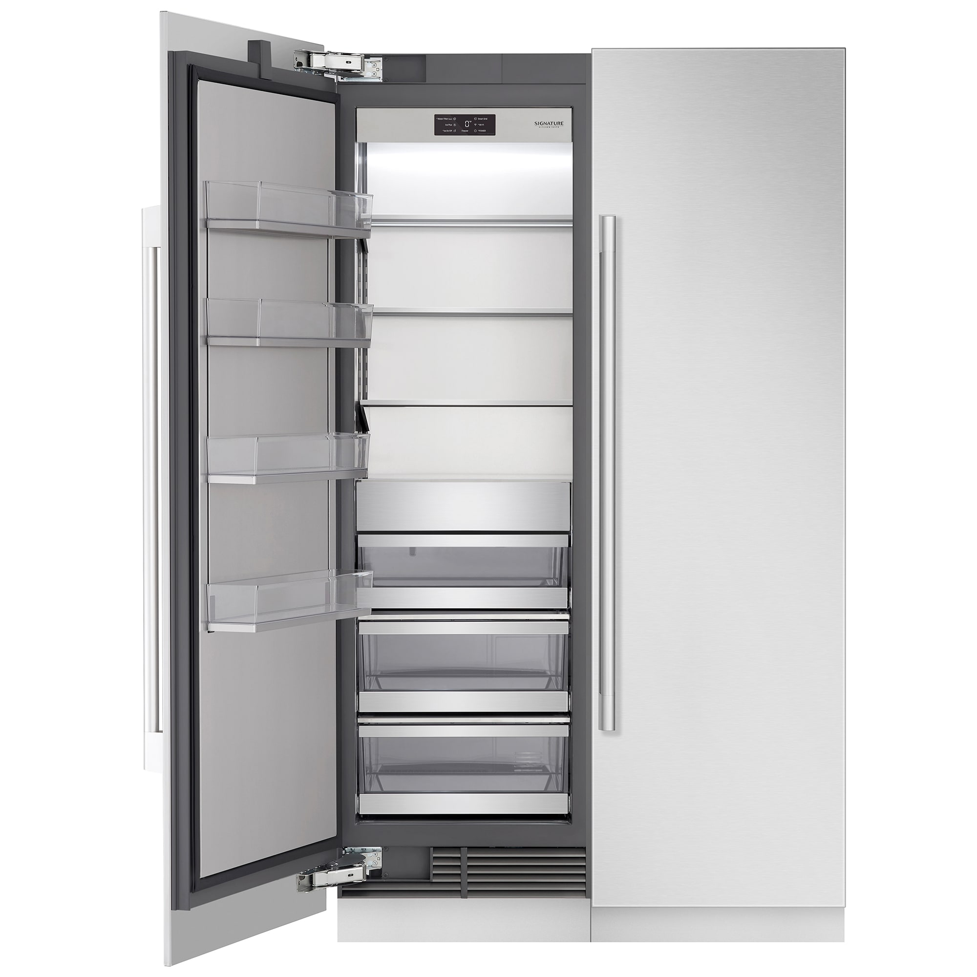 Signature Kitchen Suite 24 in. 13.9 cu. ft. Built-in Smart Triple-Drawers Upright Freezer with Ice-Maker & Adjustable Shelves - Custom Panel Ready, , hires