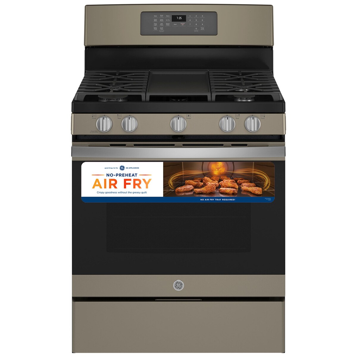 GE 30 in. 5.0 cu. ft. Air Fry Convection Oven Freestanding Gas Range with 5 Sealed Burners