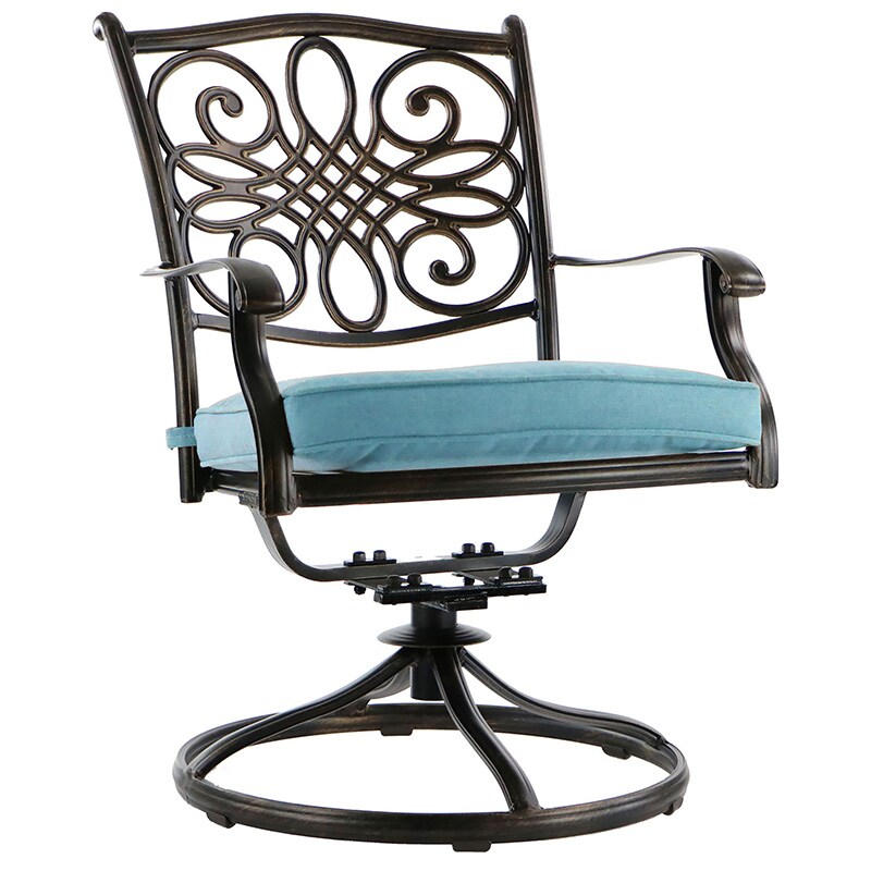 Hanover Traditions 11 - Piece Dining Set with Swivel Rockers - Blue, , hires