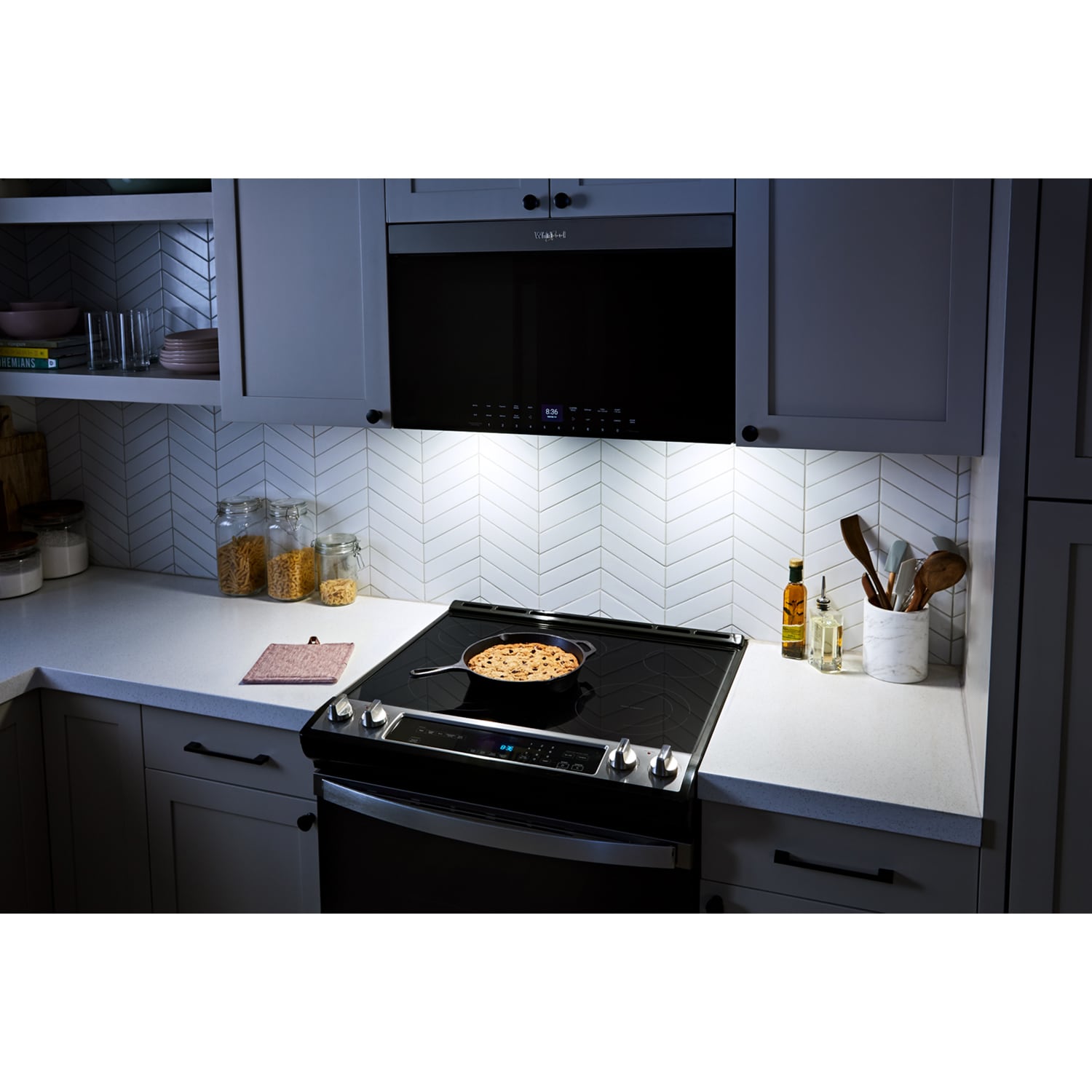 Whirlpool 30 in. 1.1 cu. ft. 900W Smart Over-the-Range Microwave with 400 CFM, Convection & Sensor Cooking - Black, Black, hires