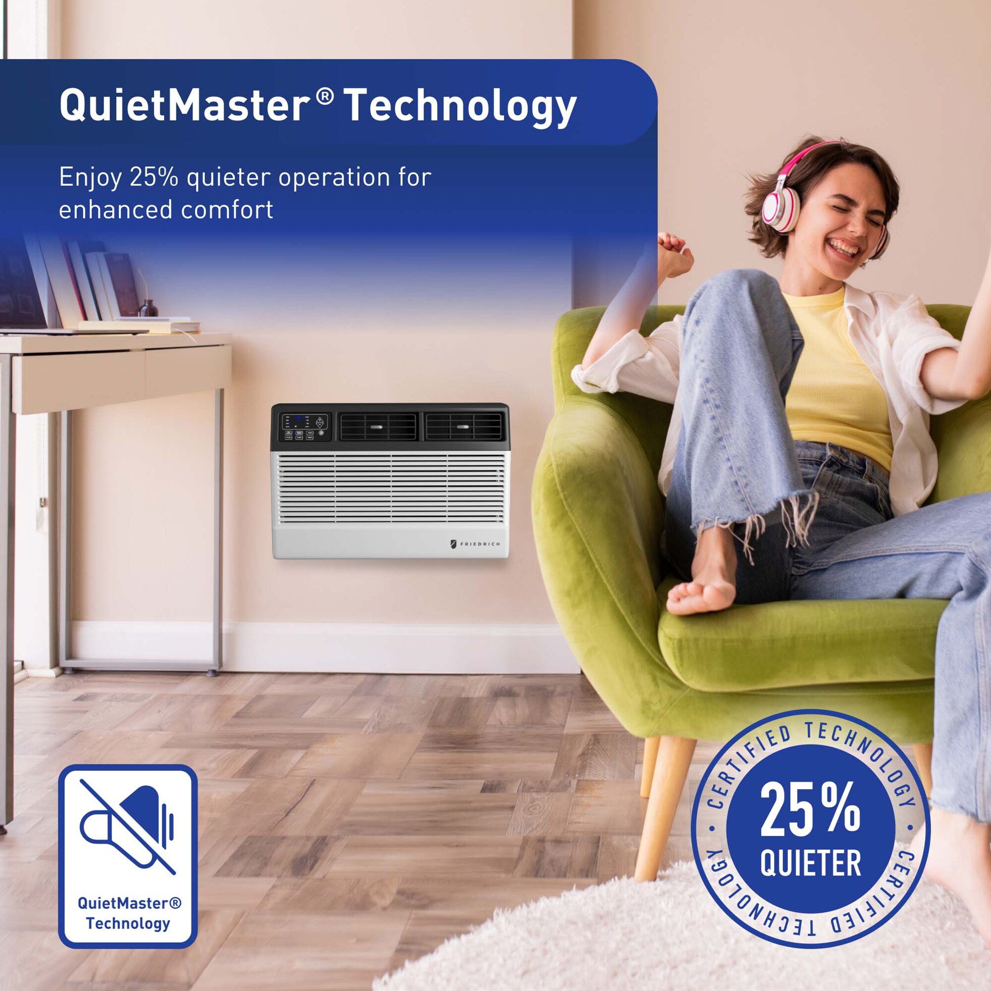 Friedrich Chill Premier Series 12,000 BTU 115V Smart Window/Wall Air Conditioner with 3 Fan Speeds, Remote Control - White, , hires