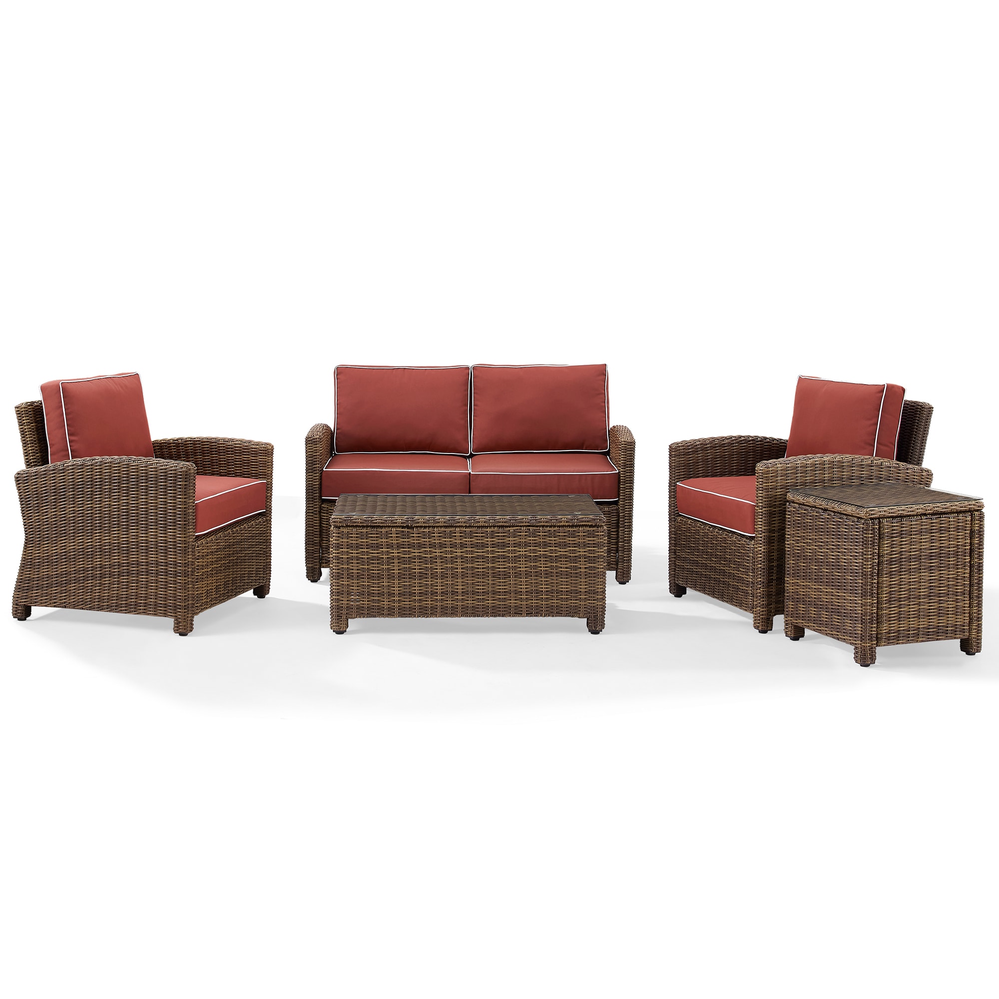 Crosley Bradenton 5 Piece Wicker Outdoor Conversation Set - Sangria, , hires