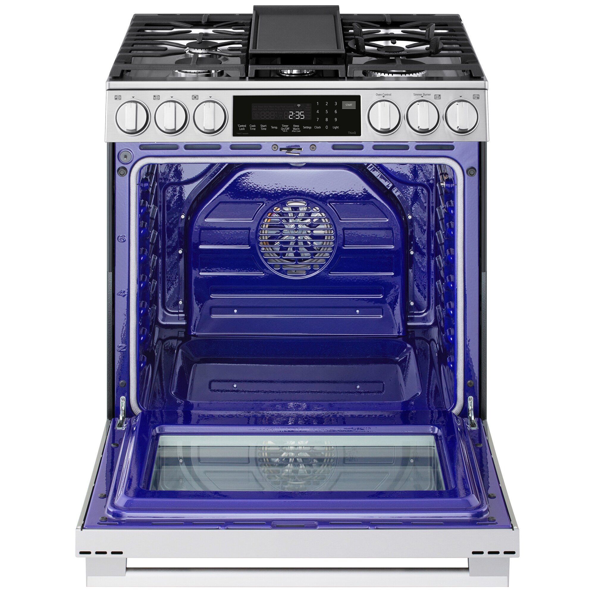 LG 30 in. 6.3 cu. ft. Smart Air-Fry True European Convection Slide-In Gas Range with 5 Sealed Burners & Griddle - PrintProof Stainless Steel, , hires