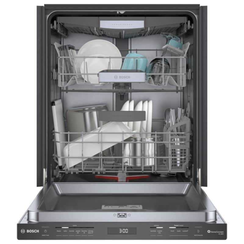 Bosch 800 Series 24 in. Top Control Smart Dishwasher with 42 dBa Sound Level, 3rd-Rack, CrystalDry & Pocket - Black Stainless, Black Stainless, hires