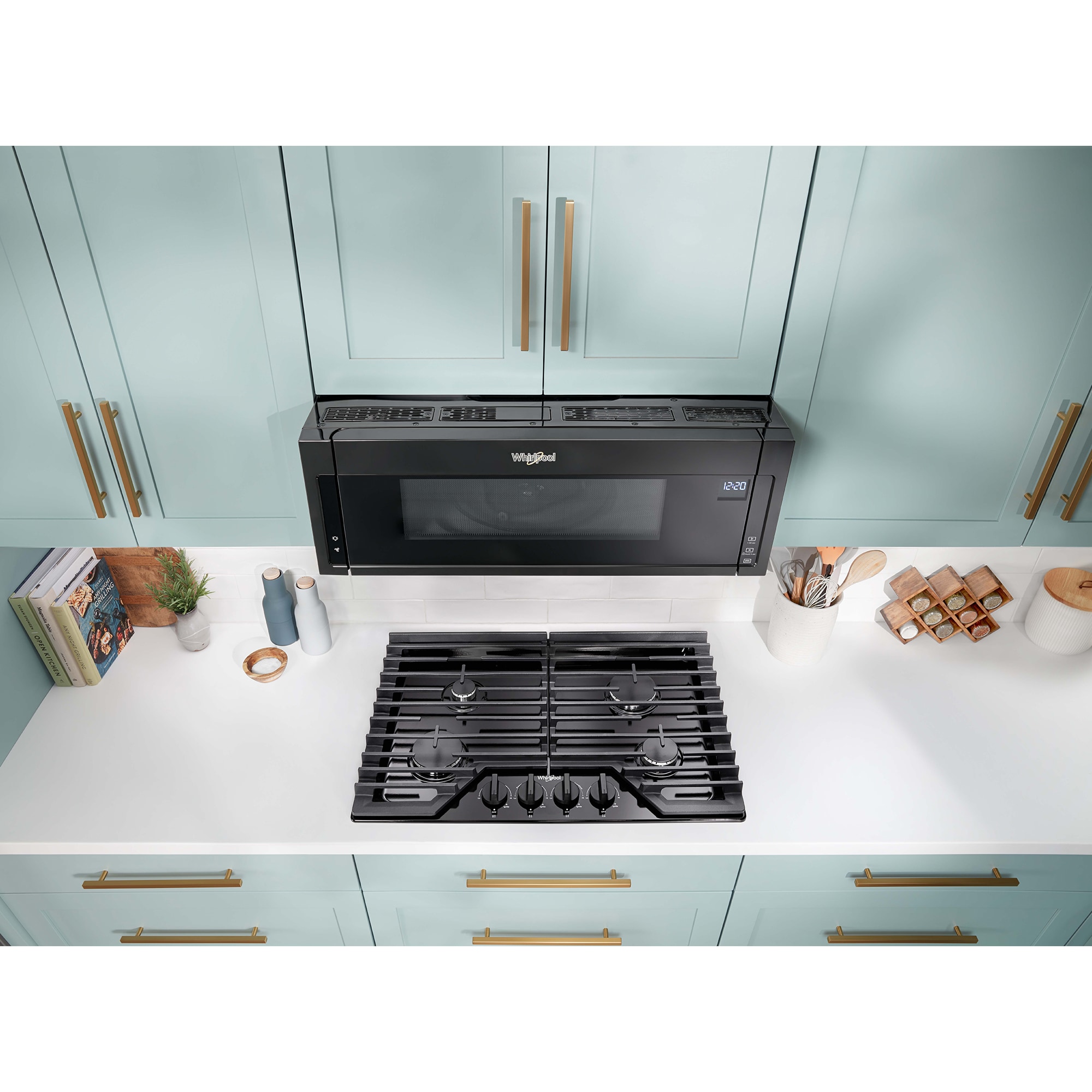 Whirlpool 30 in. 4-Burner Natural Gas Cooktop with Simmer Burner & Power Burner - Black, Black, hires
