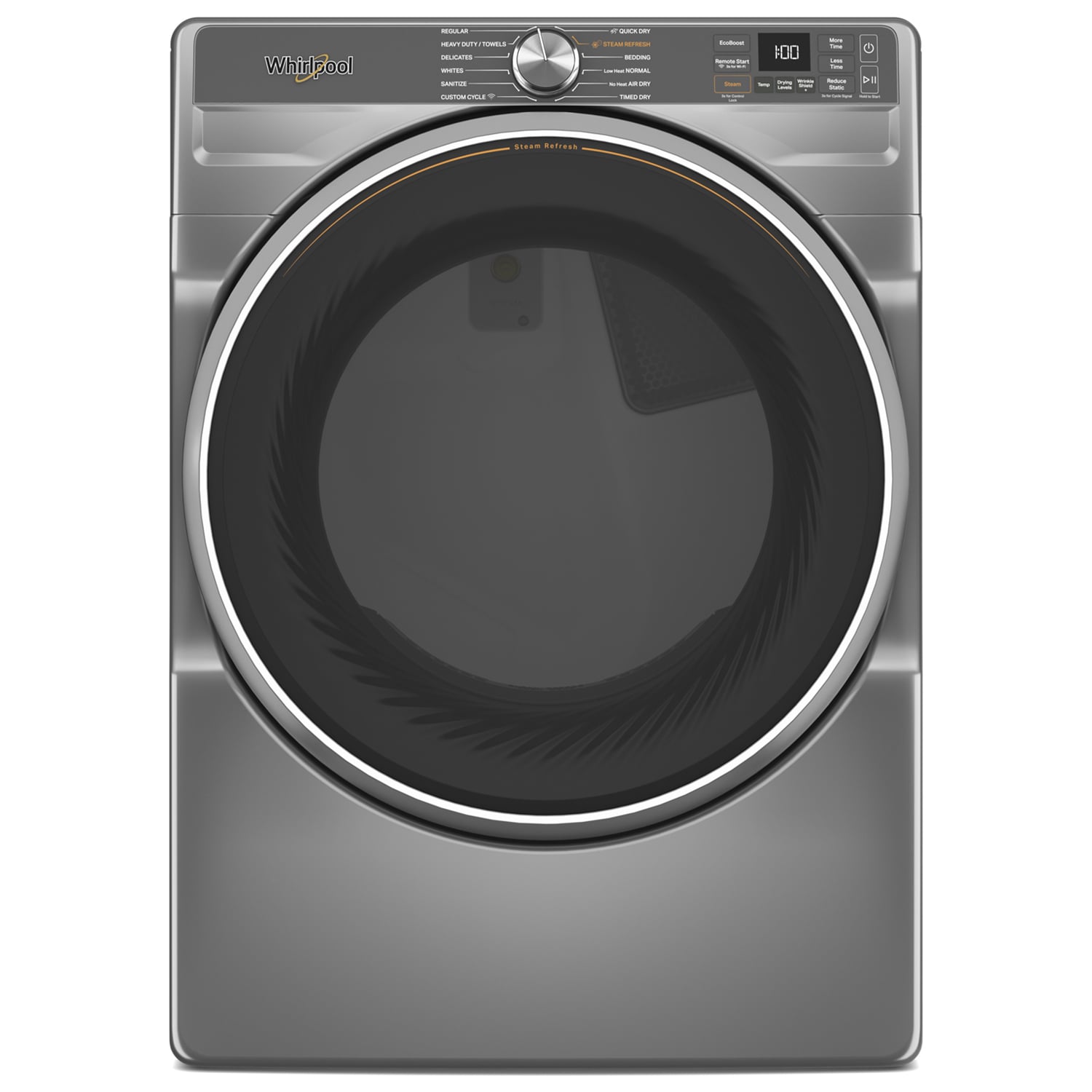 Whirlpool 27 in. 7.4 cu. ft. Smart Stackable Gas Dryer with Sensor Dry, Sanitize & Steam Cycle - Radiant Silver, Silver, hires
