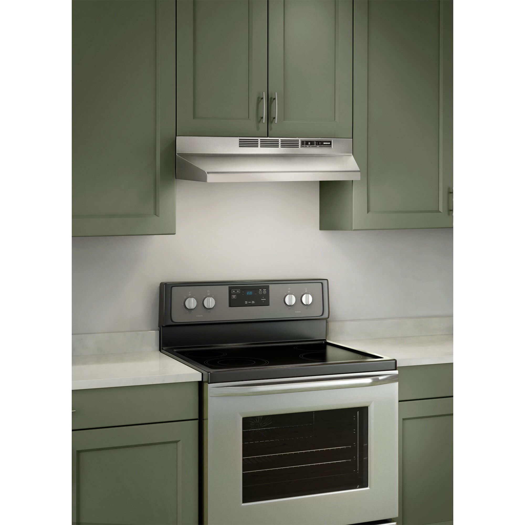 Broan BUEZ1 Series 30 in. Standard Style Range Hood with 2 Speed Settings & 1 Incandescent Light - Stainless Steel, , hires