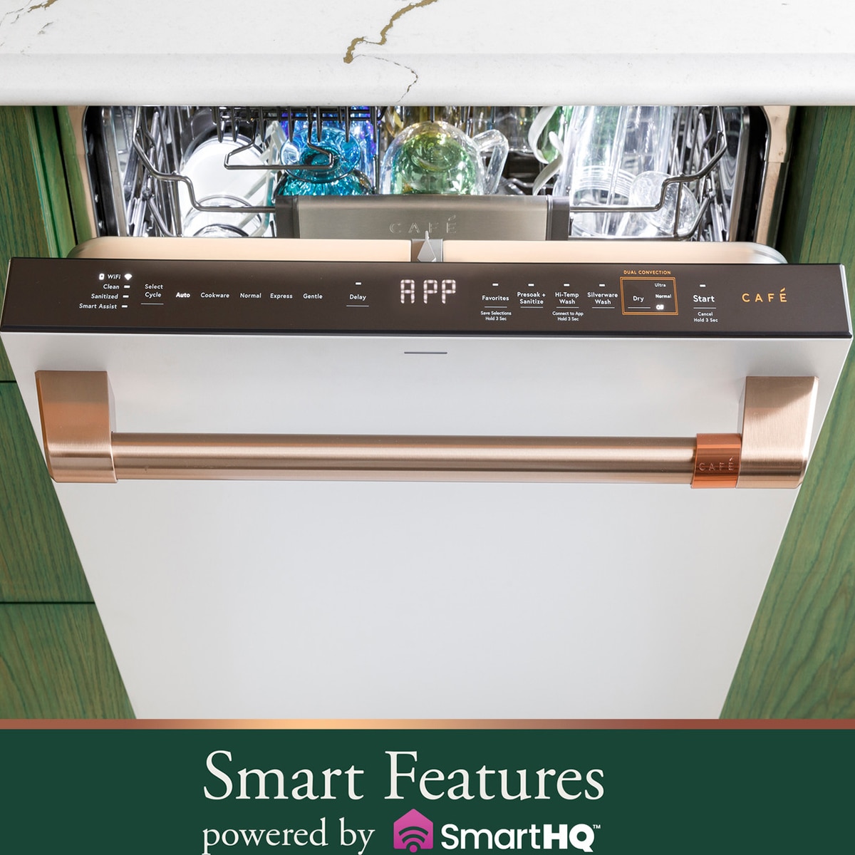 Cafe 24 in. Top Control Flush-Mount Smart Dishwasher with 39 dBa Sound Level, 3rd-Rack & Dual Convection Ultra Dry - Stainless Steel, , hires