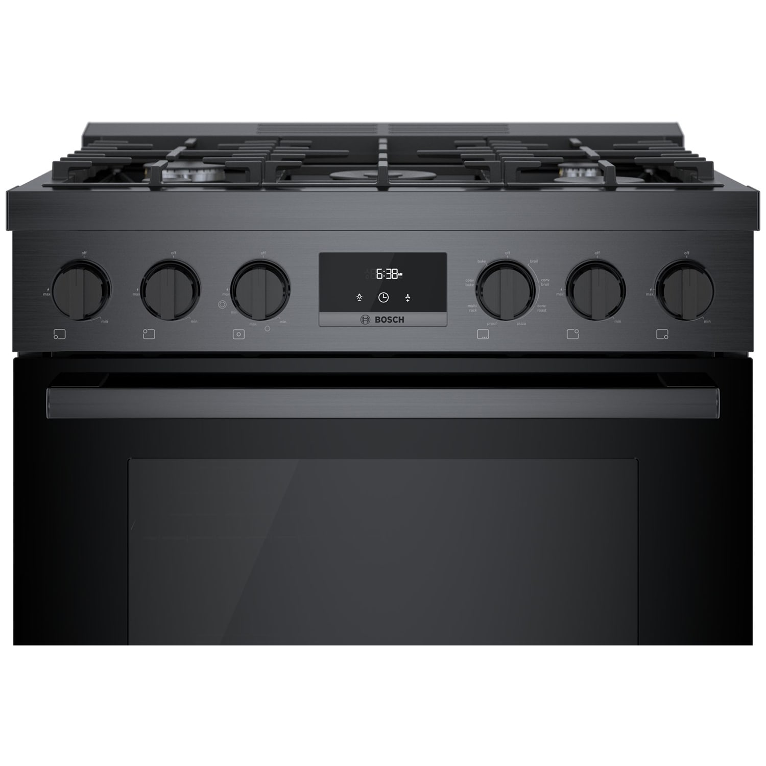 Bosch 800 Series 30 in. 3.9 cu. ft. True European Convection Dual Fuel Range with 5 Sealed Burners - Black Stainless, , hires