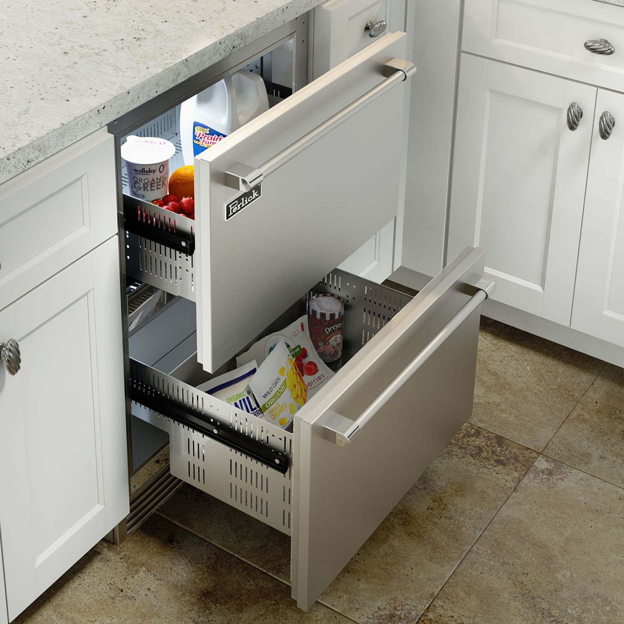 Perlick Signature 24 in. 5.0 cu. ft. Built-in Double Freezer Drawers - Custom Panel Ready, , hires