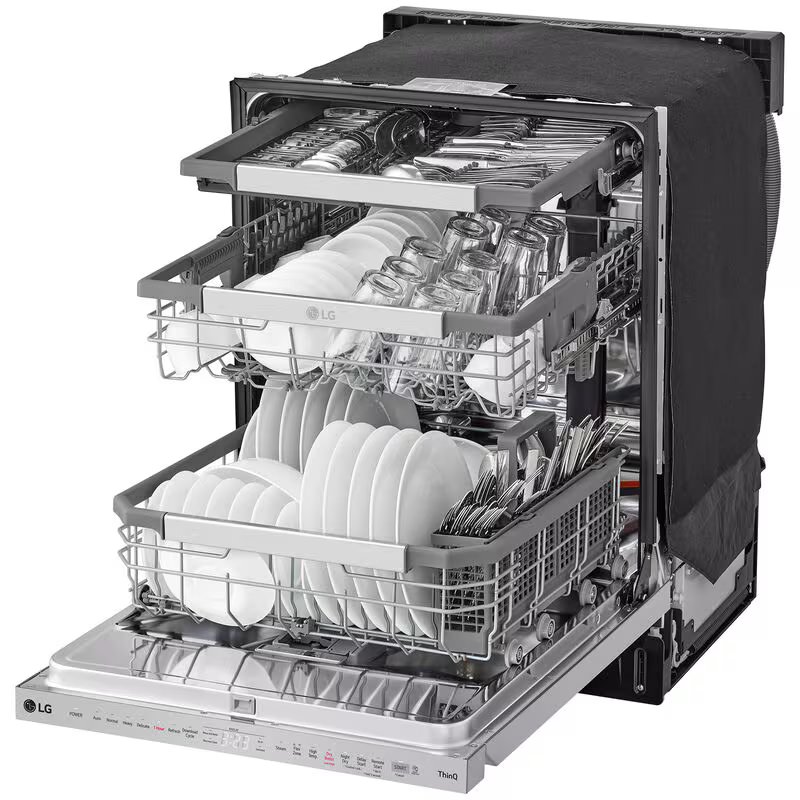 LG 24 in. Top Control Smart Dishwasher with 42 dBa Sound Level, 3rd-Rack, Dynamic Heat Dry & Pocket - PrintProof Stainless Steel, PrintProof Stainless Steel, hires