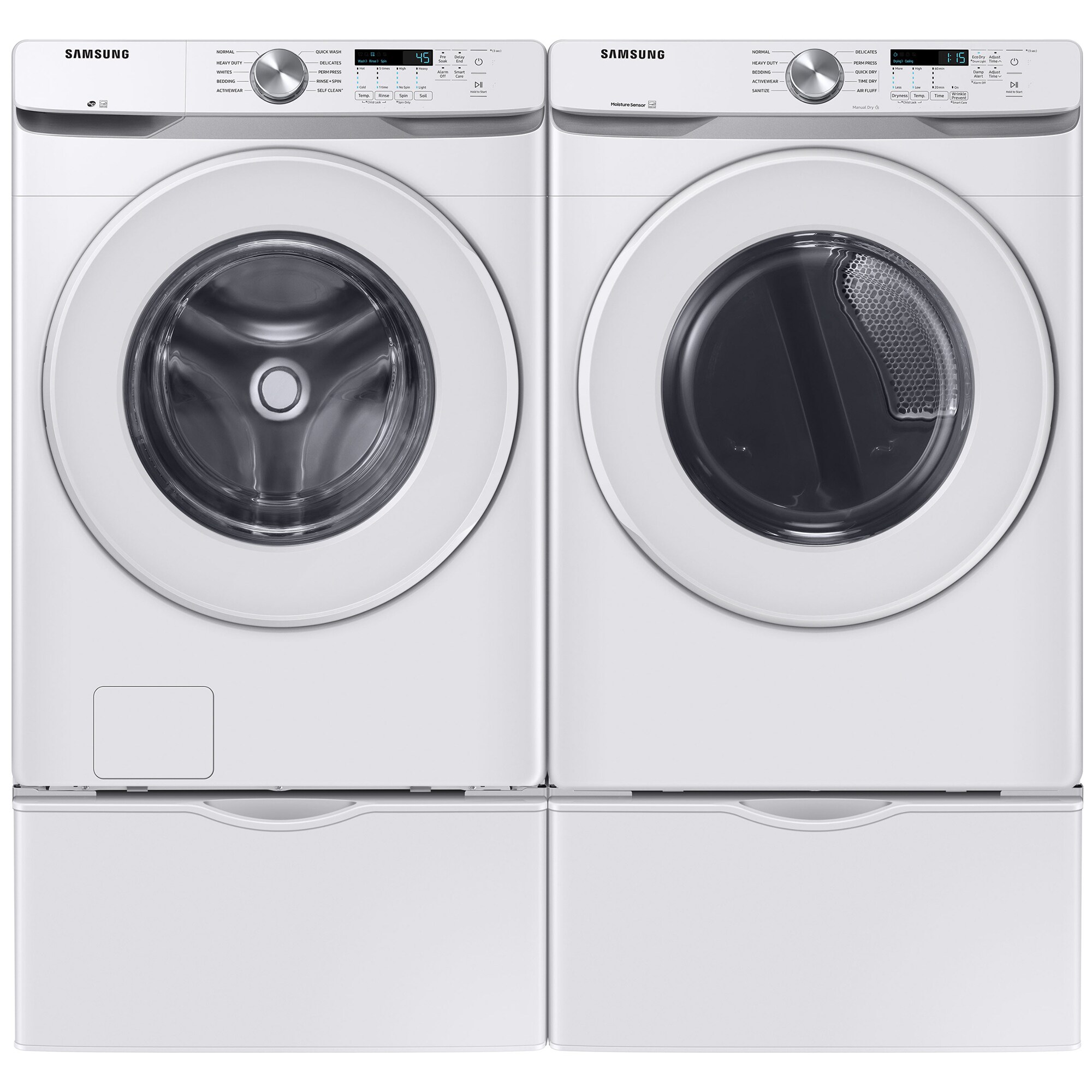 Samsung 27 in. 4.5 cu. ft. Smart Stackable Front Load Washer with 10 Wash Programs, 6 Wash Options & Self Clean - White, White, hires