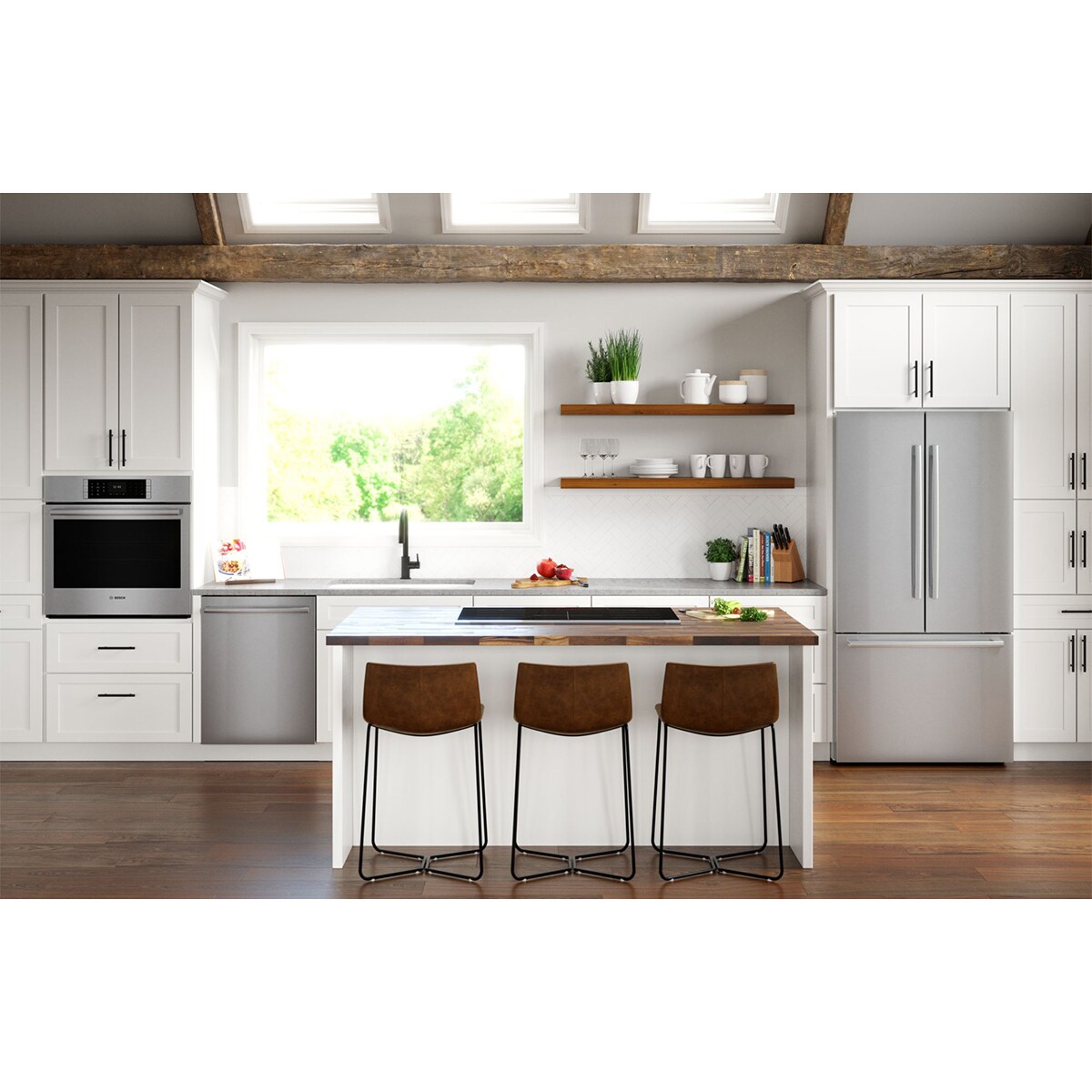 Bosch Benchmark Series 30 in. 4.6 cu. ft. Electric Single Wall Oven with True European Convection - Stainless Steel, , hires