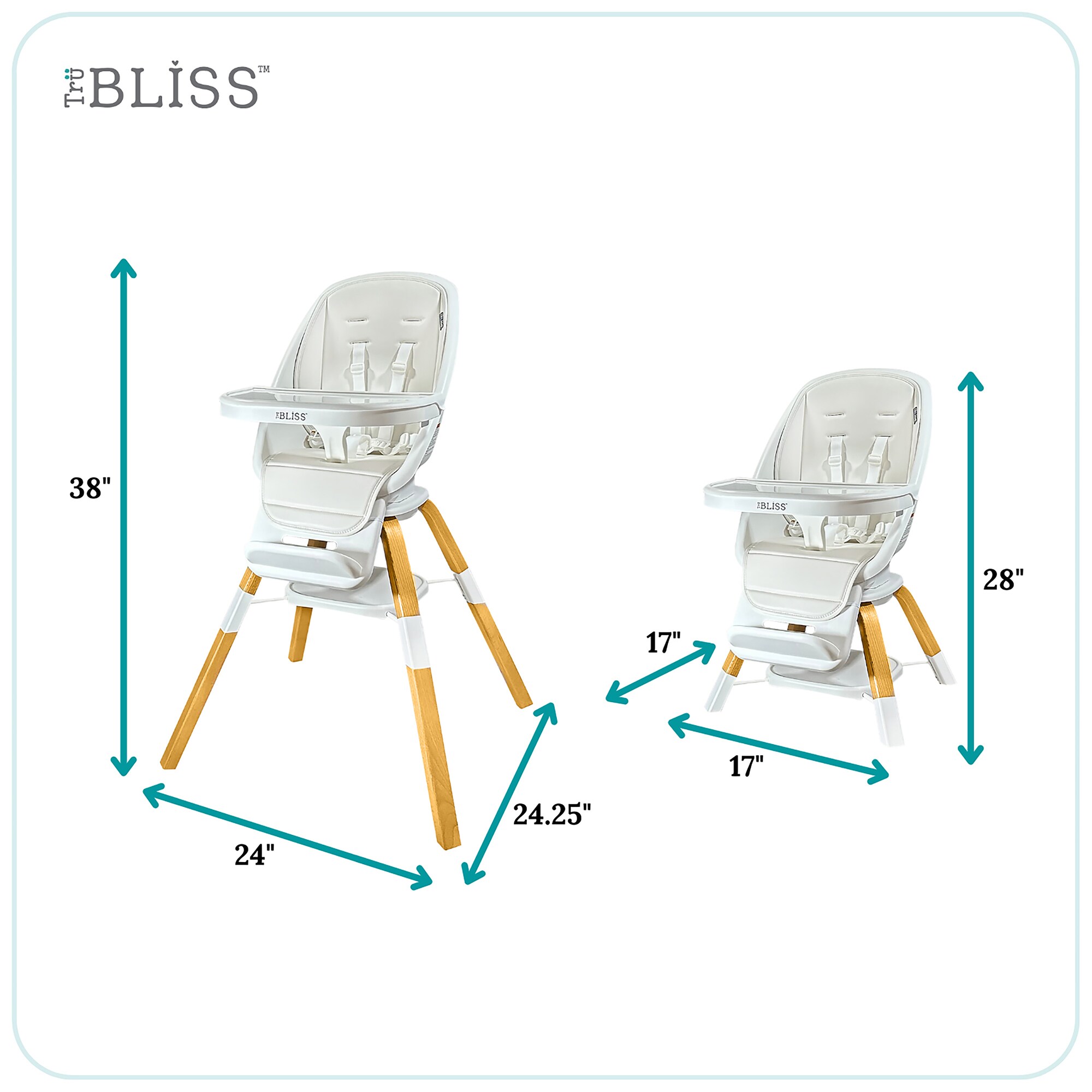 Trubliss 2-in-1 Turn-a-tot High Chair With 360 Swivel - Cream, Cream, hires