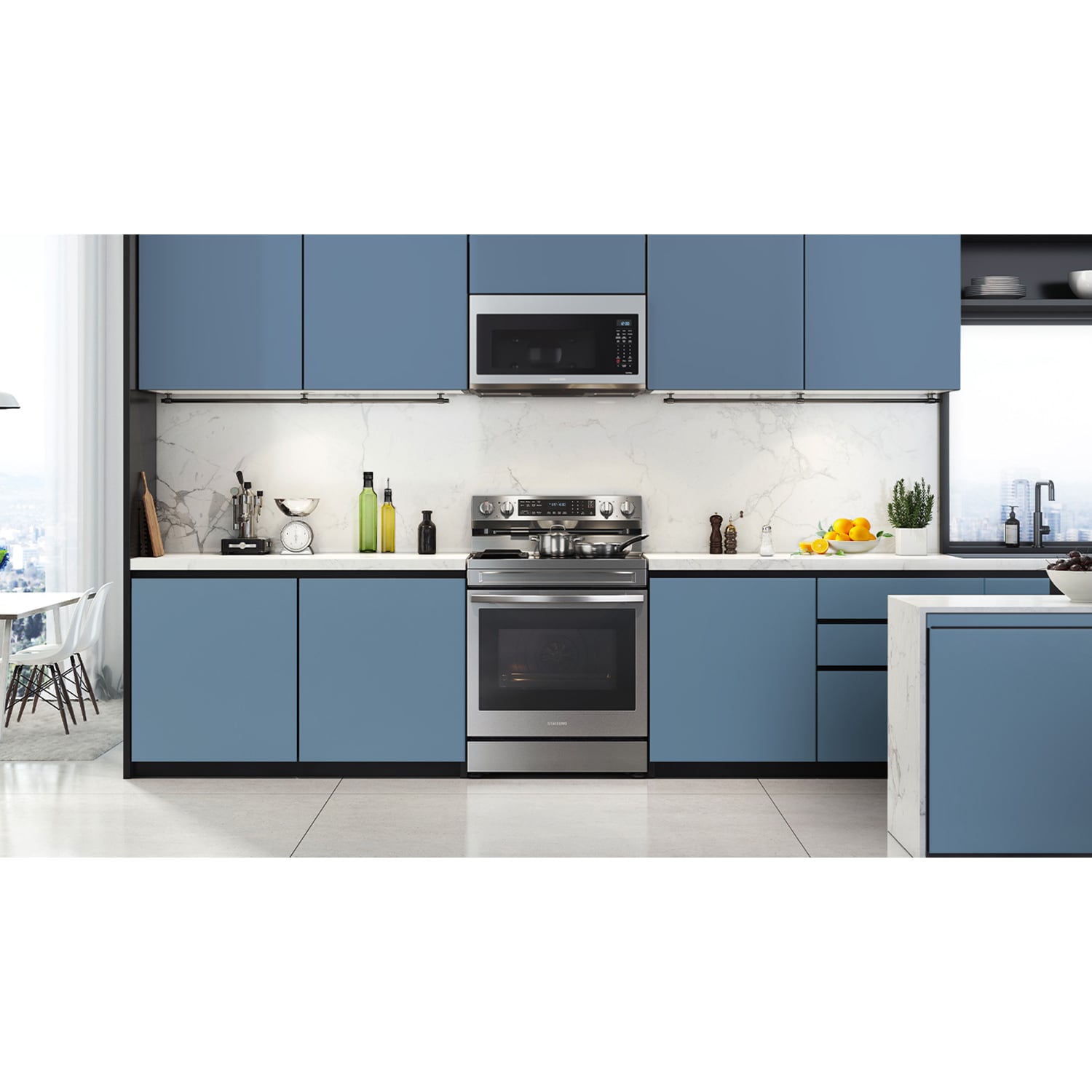 Samsung 30 in. 6.3 cu. ft. Smart Air-Fry True European Convection Electric Range with Radiant Burners & Griddle - Stainless Steel, , hires