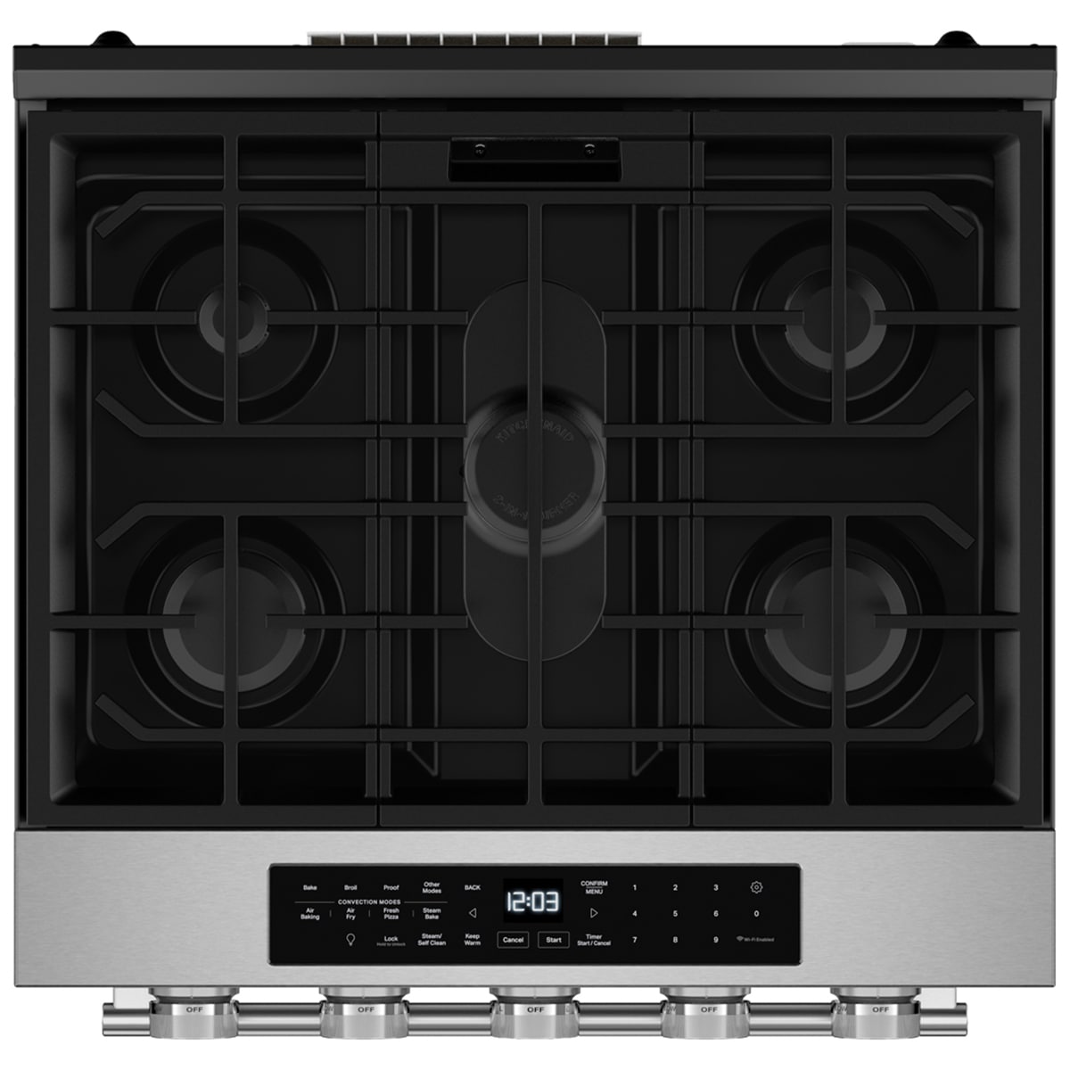 KitchenAid 30 in. 5.0 cu. ft. Smart Air-Fry True European Convection Steam Slide-In Gas Range with 5 Sealed Burners & Griddle - Fingerprint Resistant Stainless Steel, , hires