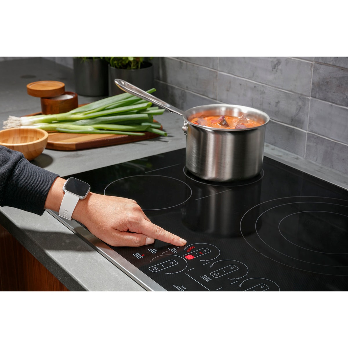 GE Profile 30 in. 5-Burner Smart Electric Cooktop with Power Burner - Stainless Steel, , hires