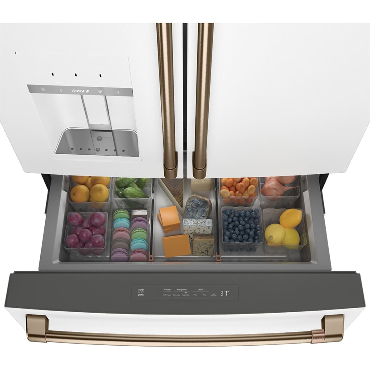 Cafe 36 in. 27.8 cu. ft. Smart 4-Door French Door Refrigerator with Ice & Water Dispenser - Matte White, Matte White, hires