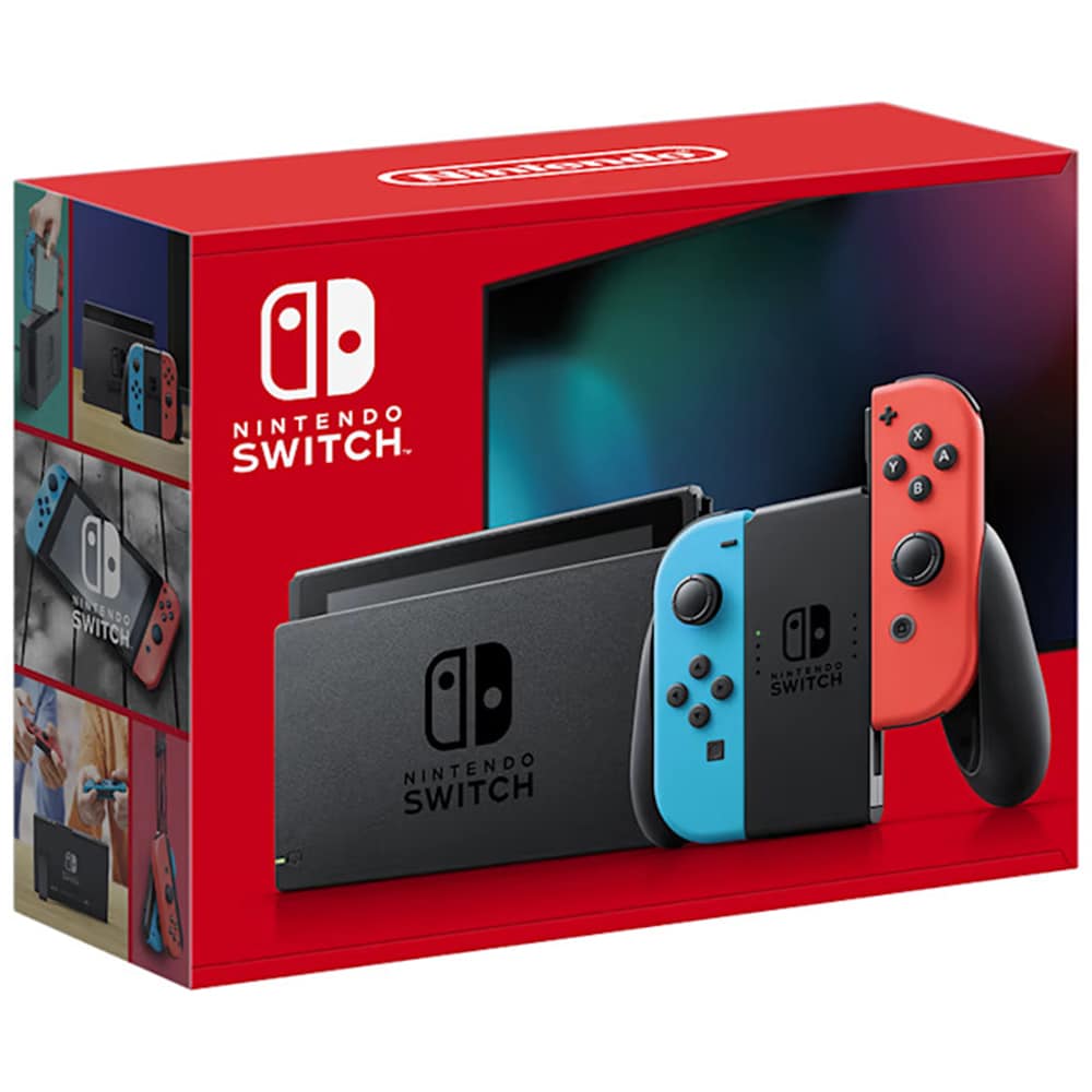 Nintendo Switch with Neon Blue and Neon Red Joy Con, , hires