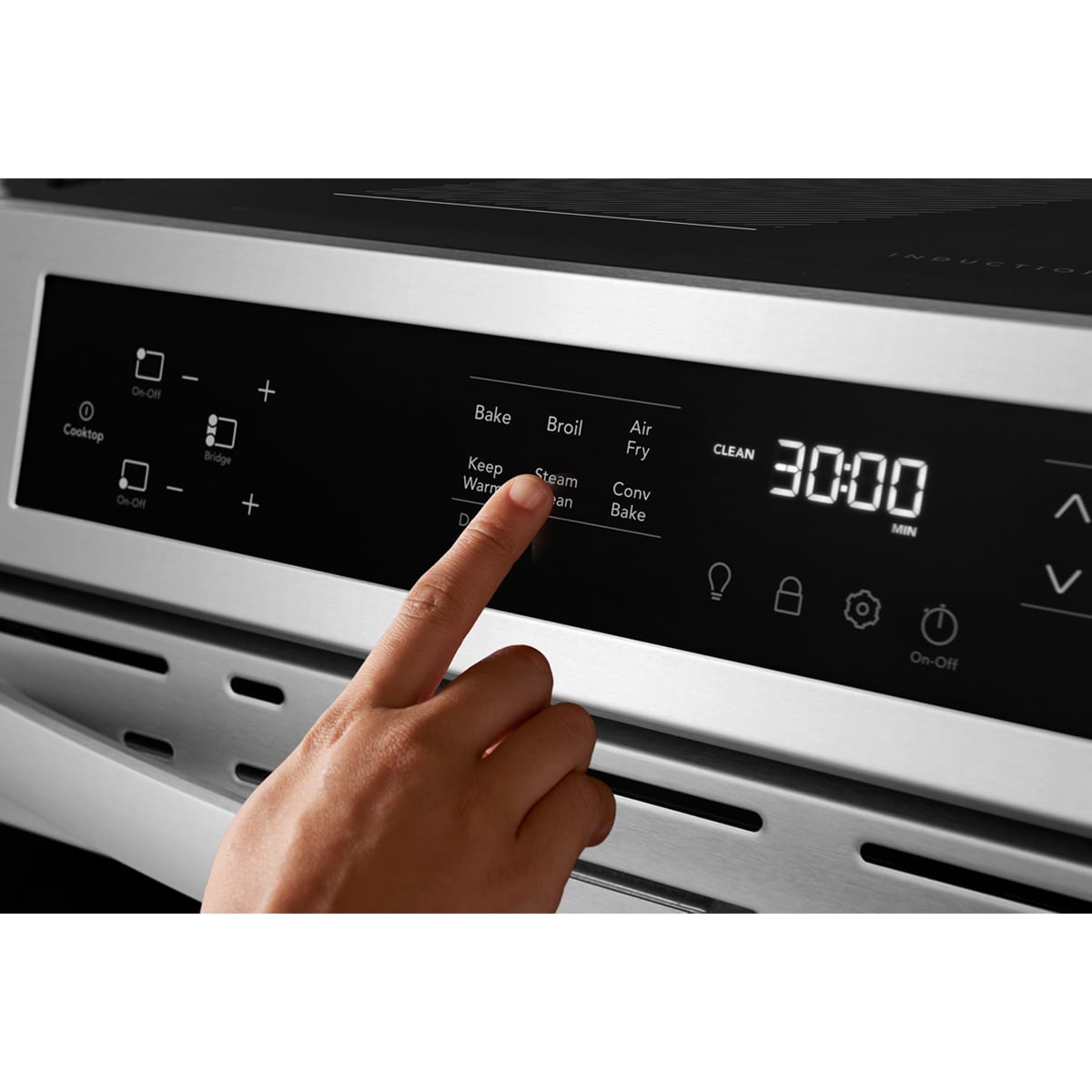 Frigidaire 30 in. 5.3 cu. ft. Air-Fry Standard Convection Steam Electric Range with 4 Induction Burners - Stainless Steel, , hires