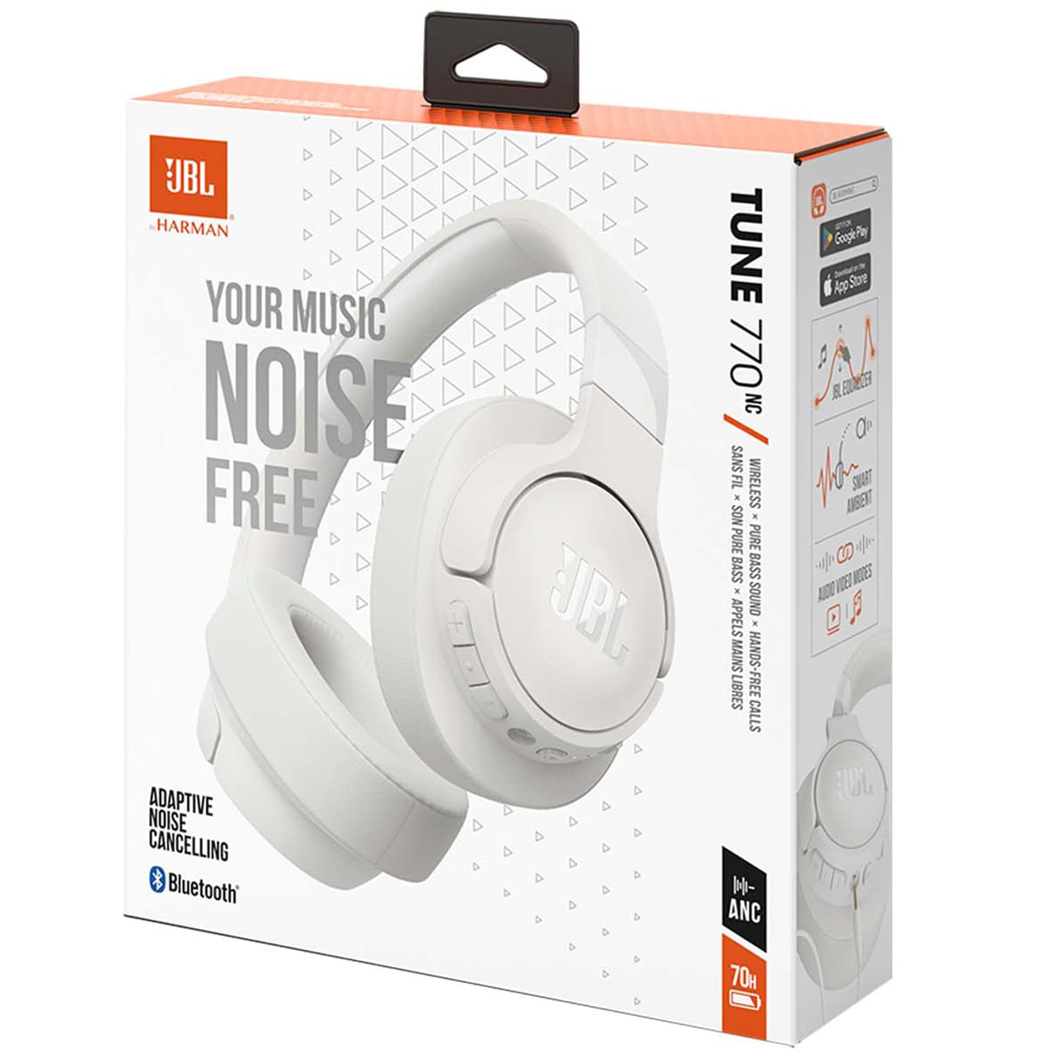 JBL - T770 NC Over Ear Wireless Headphone - White, , hires