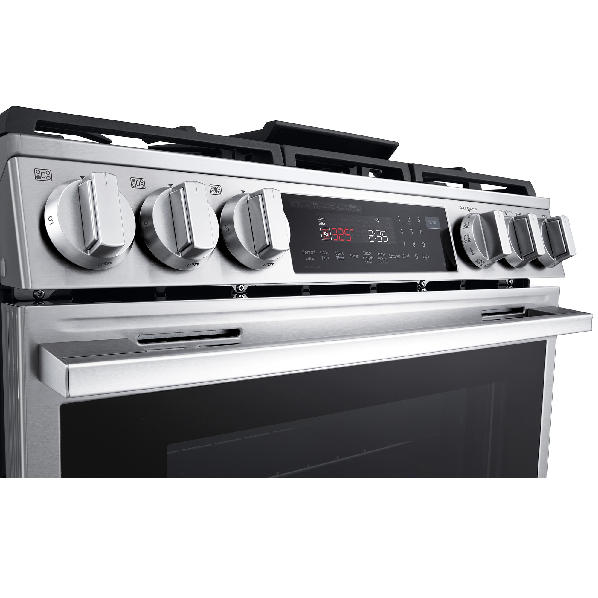 LG 30 in. 6.3 cu. ft. Smart Air Fry True European Convection Slide-In Gas Range with 5 Sealed Burners & Griddle - PrintProof Stainless Steel, , hires