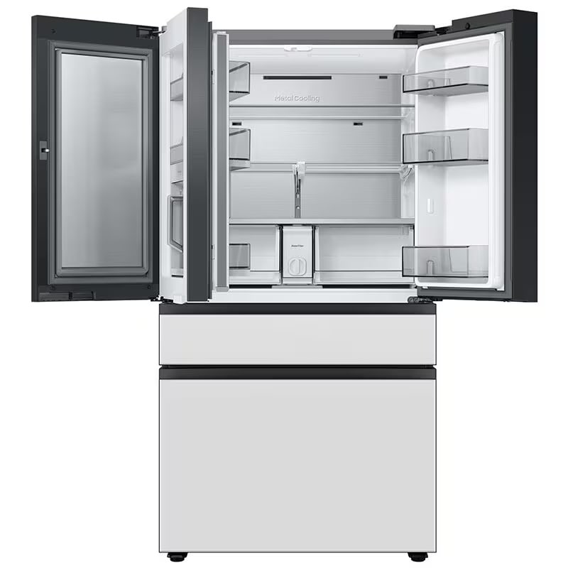 Samsung Bespoke 36 in. 28.8 cu. ft. Smart 4-Door French Door Refrigerator with Internal Water Dispenser - Morning Blue and White Glass, Morning Blue, hires