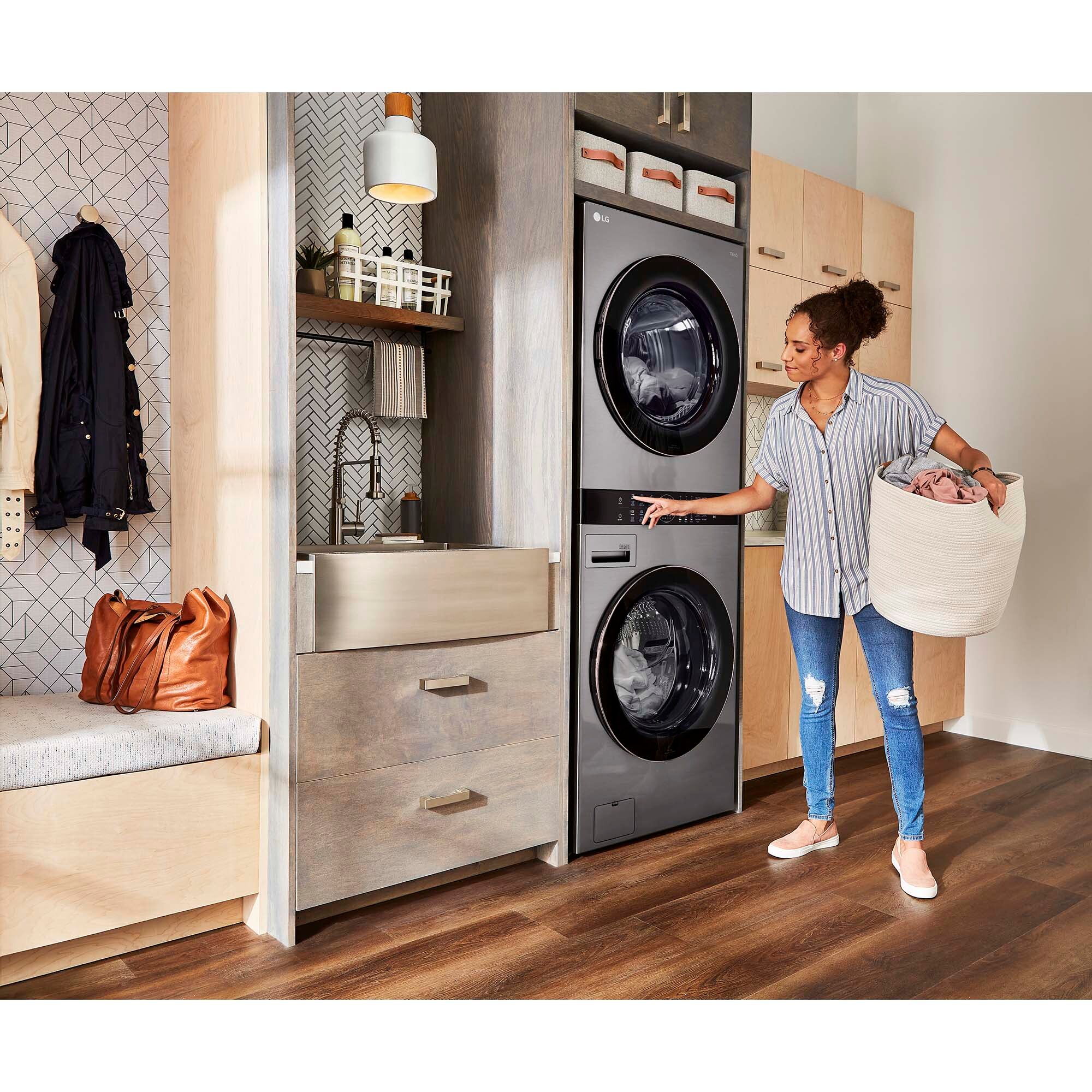 LG 27 in. WashTower with 4.5 cu. ft. Washer with 6 Wash Programs & 7.4 cu. ft. Electric Dryer with 6 Dryer Programs, Sensor Dry & Wrinkle Care - Graphite Steel, Graphite Steel, hires