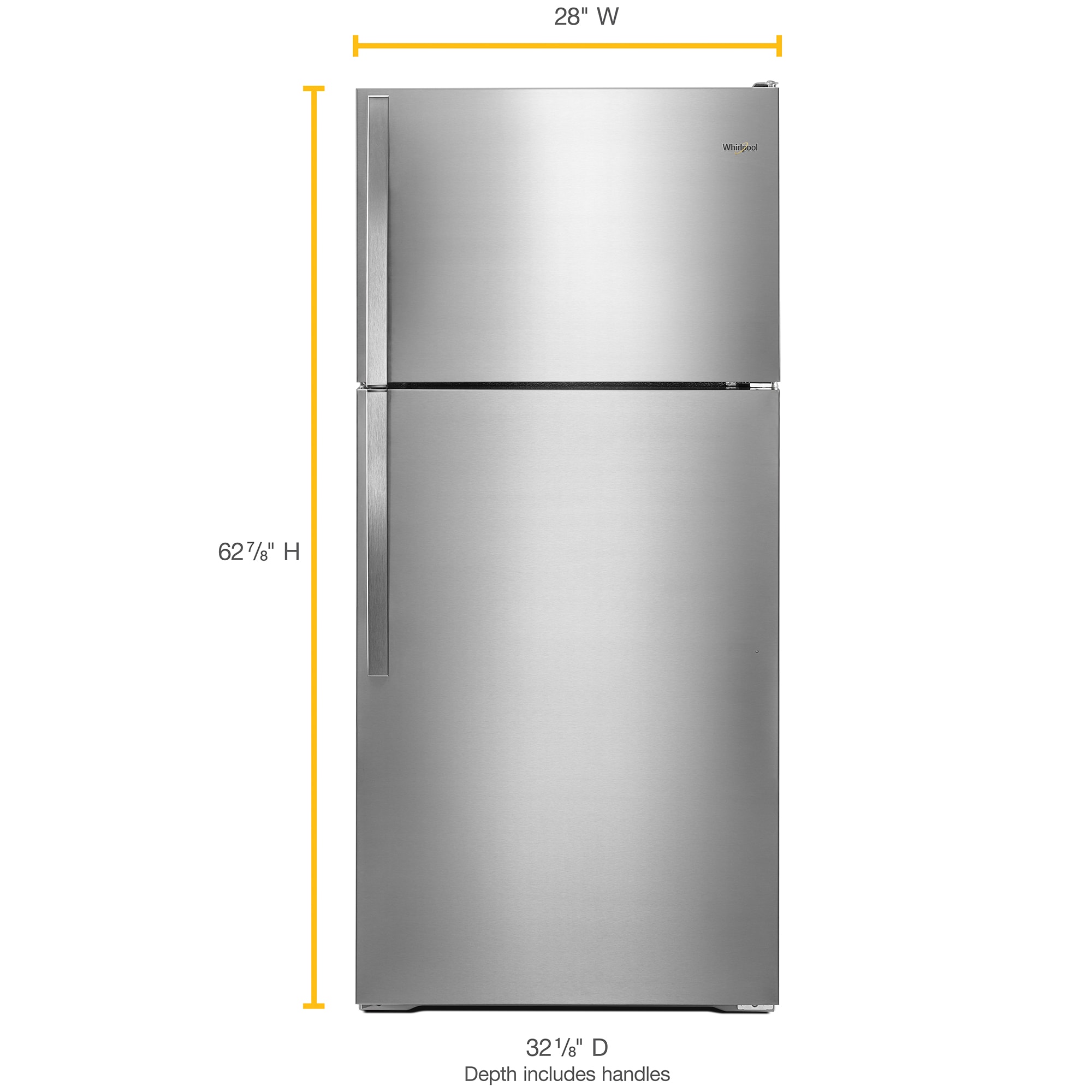 Whirlpool 28 in. 14.3 cu. ft. Top Freezer Refrigerator - Monochromatic Stainless Steel, Monochromatic Stainless Steel, hires