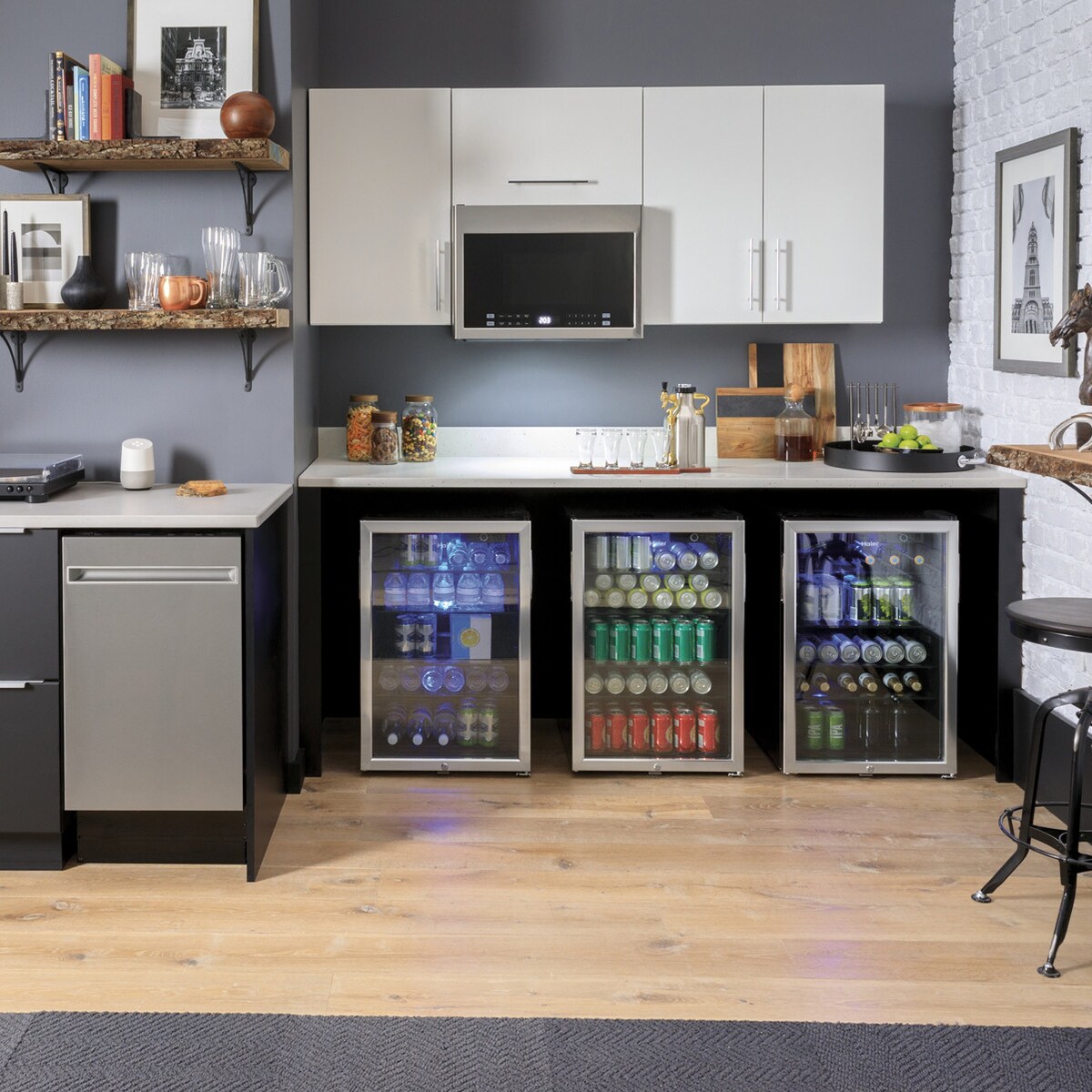 Haier 24 in. 1.4 cu. ft. 1000W Over-the-Range Microwave with 300 CFM & Sensor Cooking - Stainless Steel, , hires