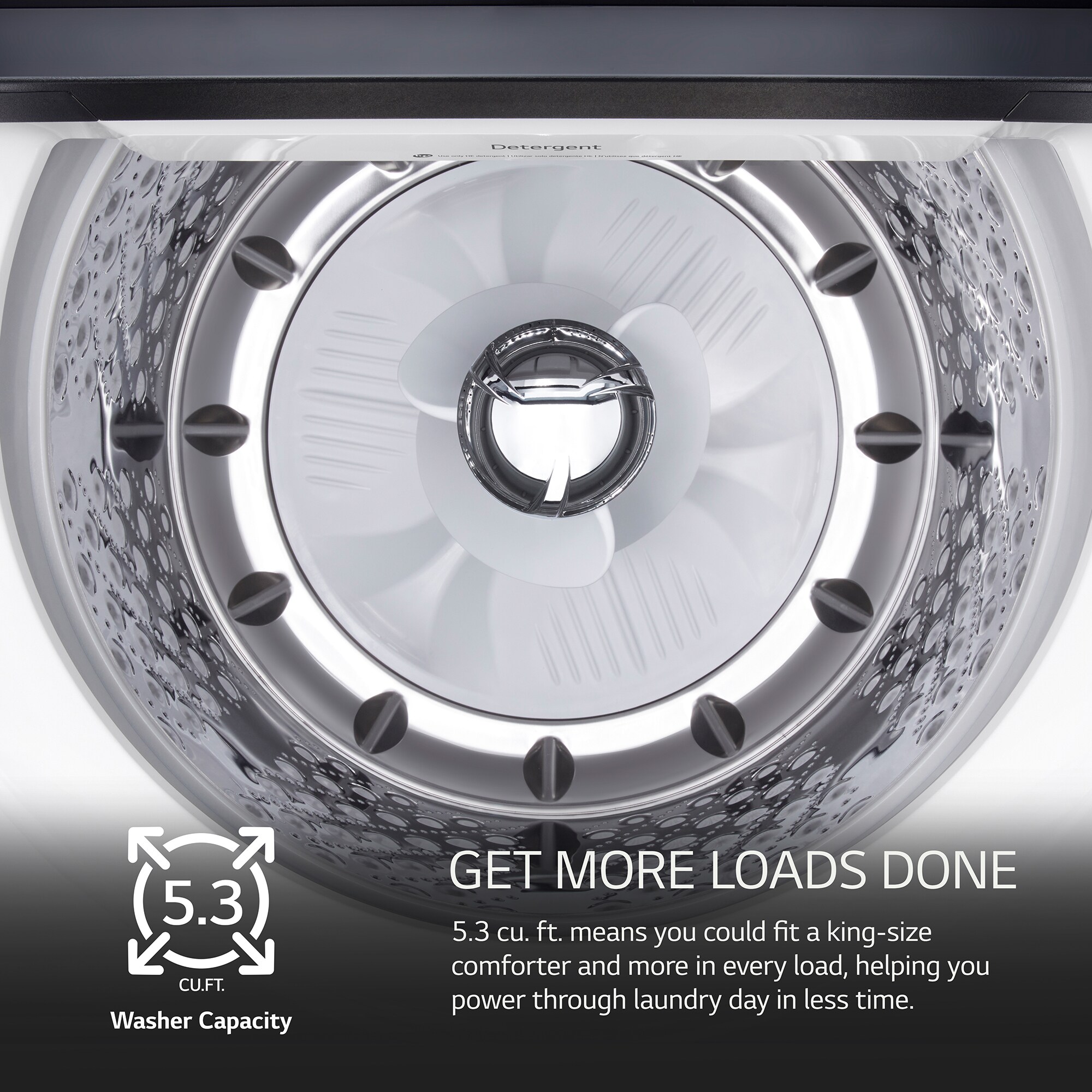 LG 27 in. 5.3 cu. ft. Smart Top Load Washer with Agitator, TurboWash3D Technology & AI Sensing - Alpine White, Alpine White, hires
