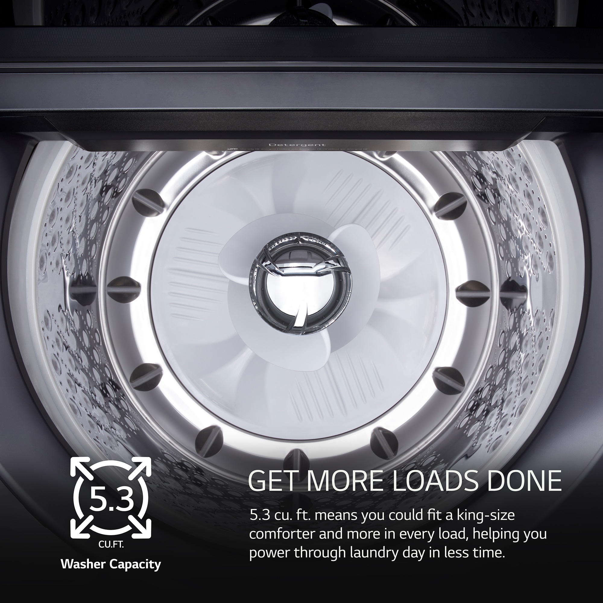 LG 27 in. 5.3 cu. ft. Smart Top Load Washer with Agitator, TurboWash3D Technology & AI Sensing - Matte Black, Matte Black, hires