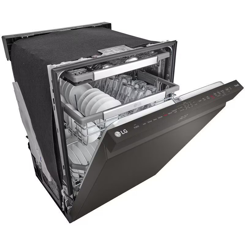 LG 24 in. Top Control Smart Dishwasher with 42 dBa Sound Level, 3rd-Rack, Dynamic Heat Dry & Pocket - PrintProof Black Stainless Steel, PrintProof Black Stainless Steel, hires