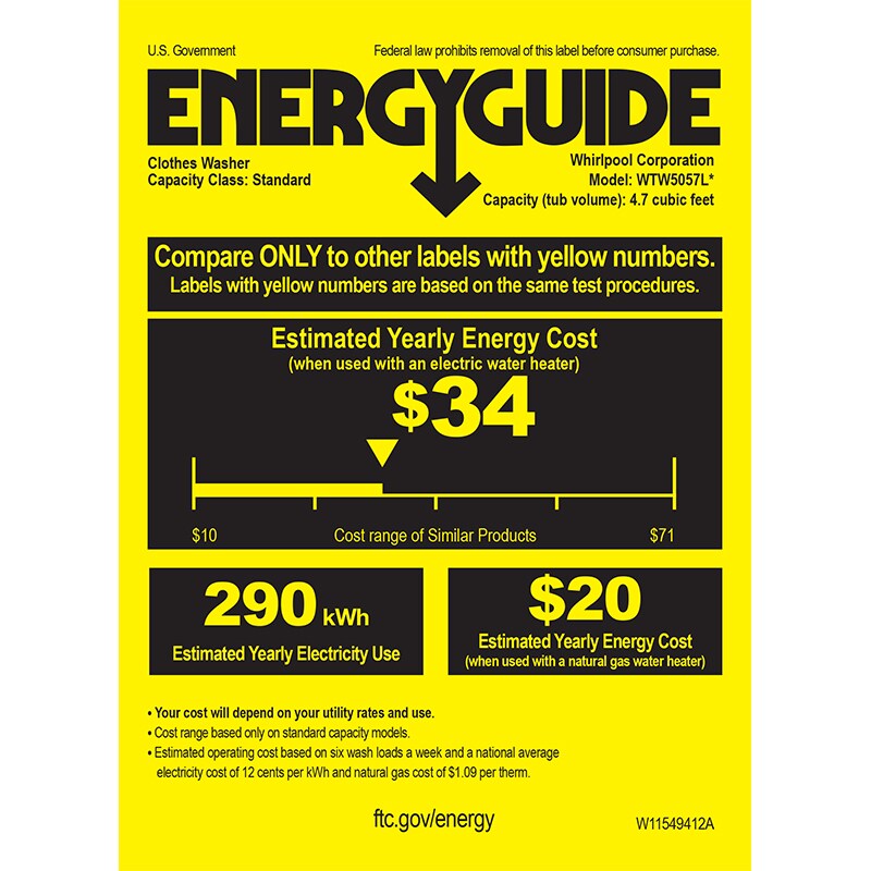 Whirlpool 27.75 in. 4.8 cu. ft. Top Load Washer with 2-in-1 Removable Agitator - White, , hires