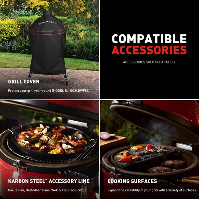 Kamado Joe Big Joe Konnected Joe Charcoal Grill & Smoker with Push-Button Ignition System - Red, , hires