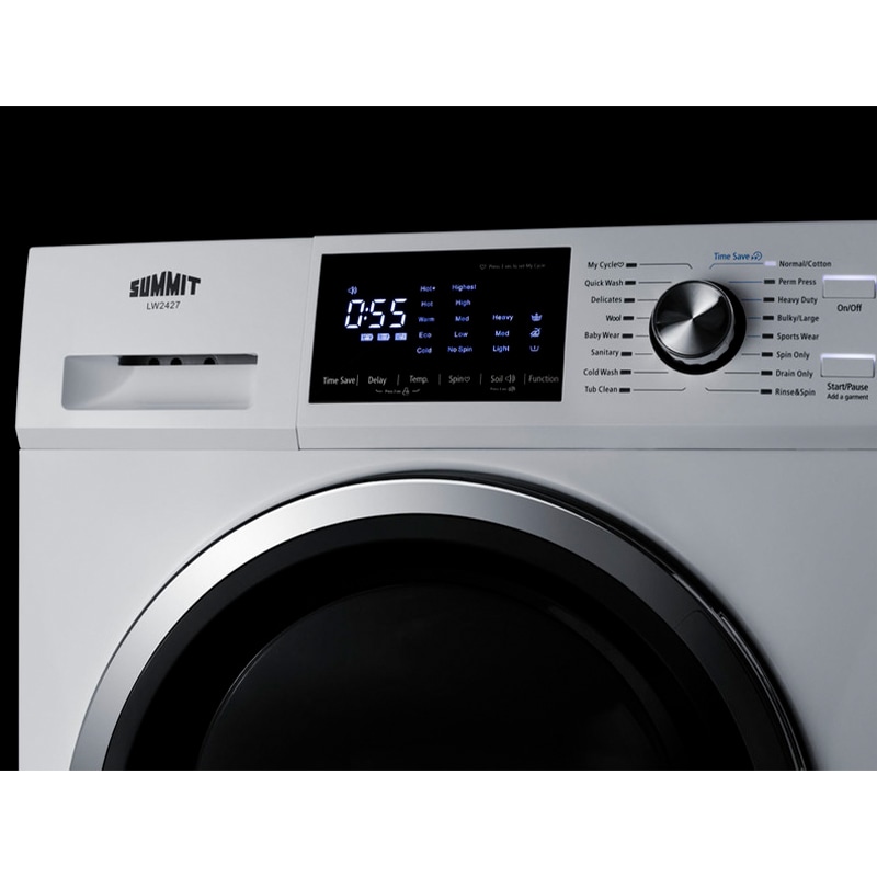 Summit 24 in. 2.7 cu. ft. Stackable Front Load Washer with Sanitize Cycle - White, , hires