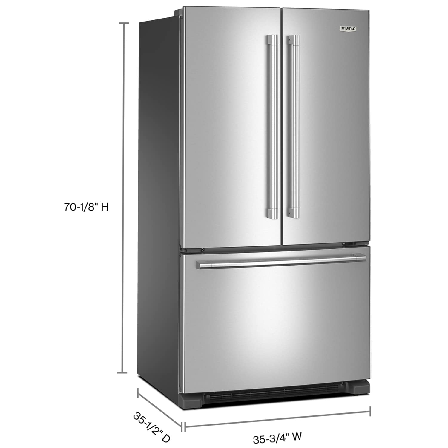 Maytag 36 in. 25.2 cu. ft. French Door Refrigerator with Ice Maker - Fingerprint Resistant Stainless Steel, , hires