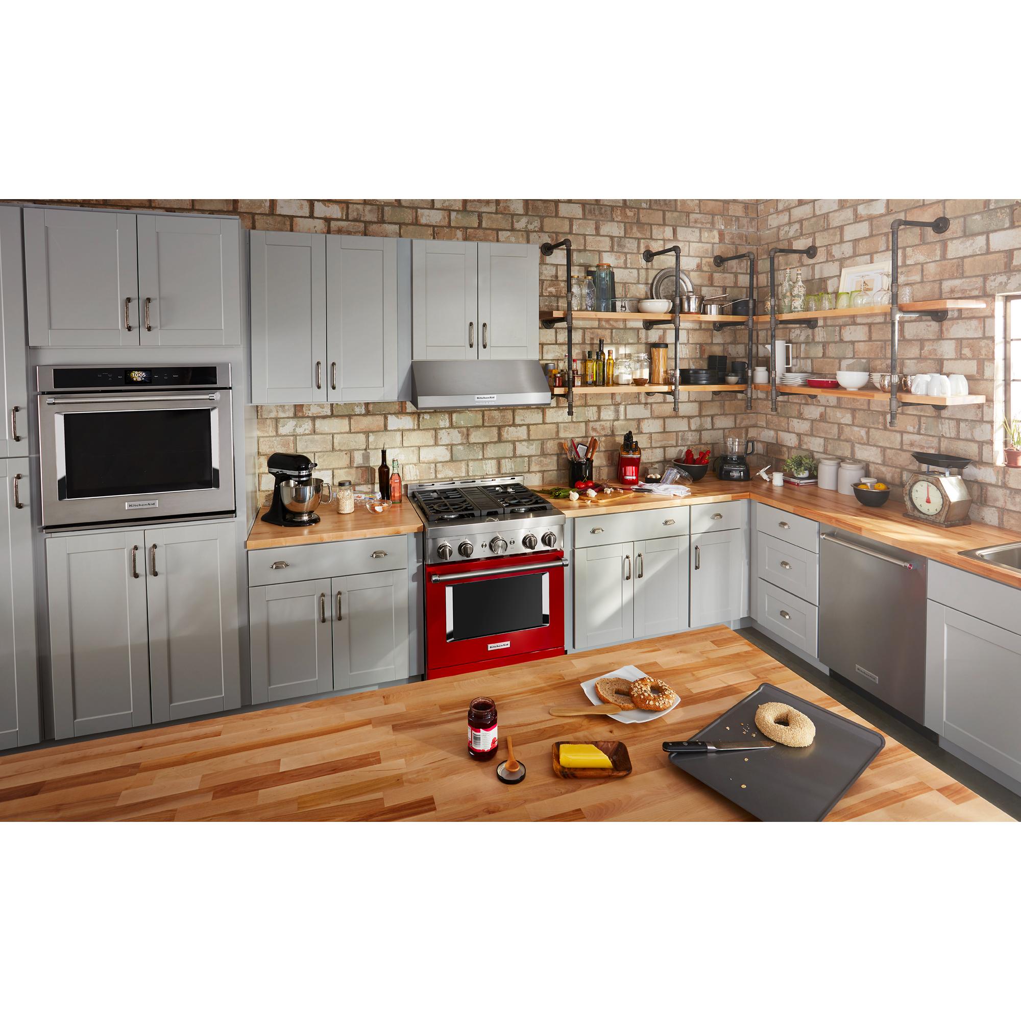 KitchenAid Commercial-Style 30 in. 4.1 cu. ft. Smart True European Convection Gas Range with 4 Sealed Burners - Passion Red, Passion Red, hires